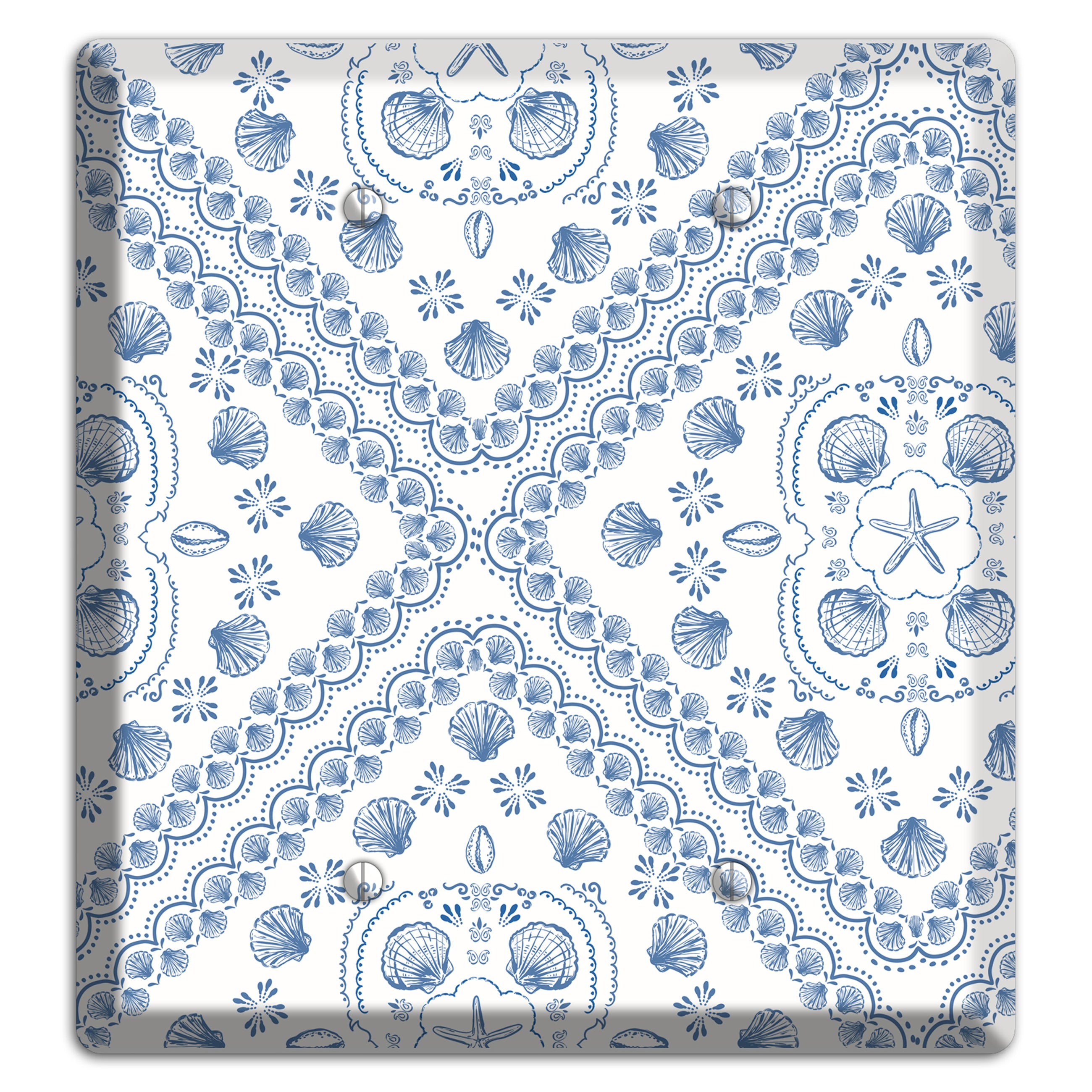 Azure Shell Damask 2 Blank Wallplate