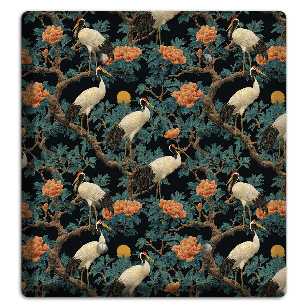 Teal Moonrise Cranes 2 Blank Wallplate