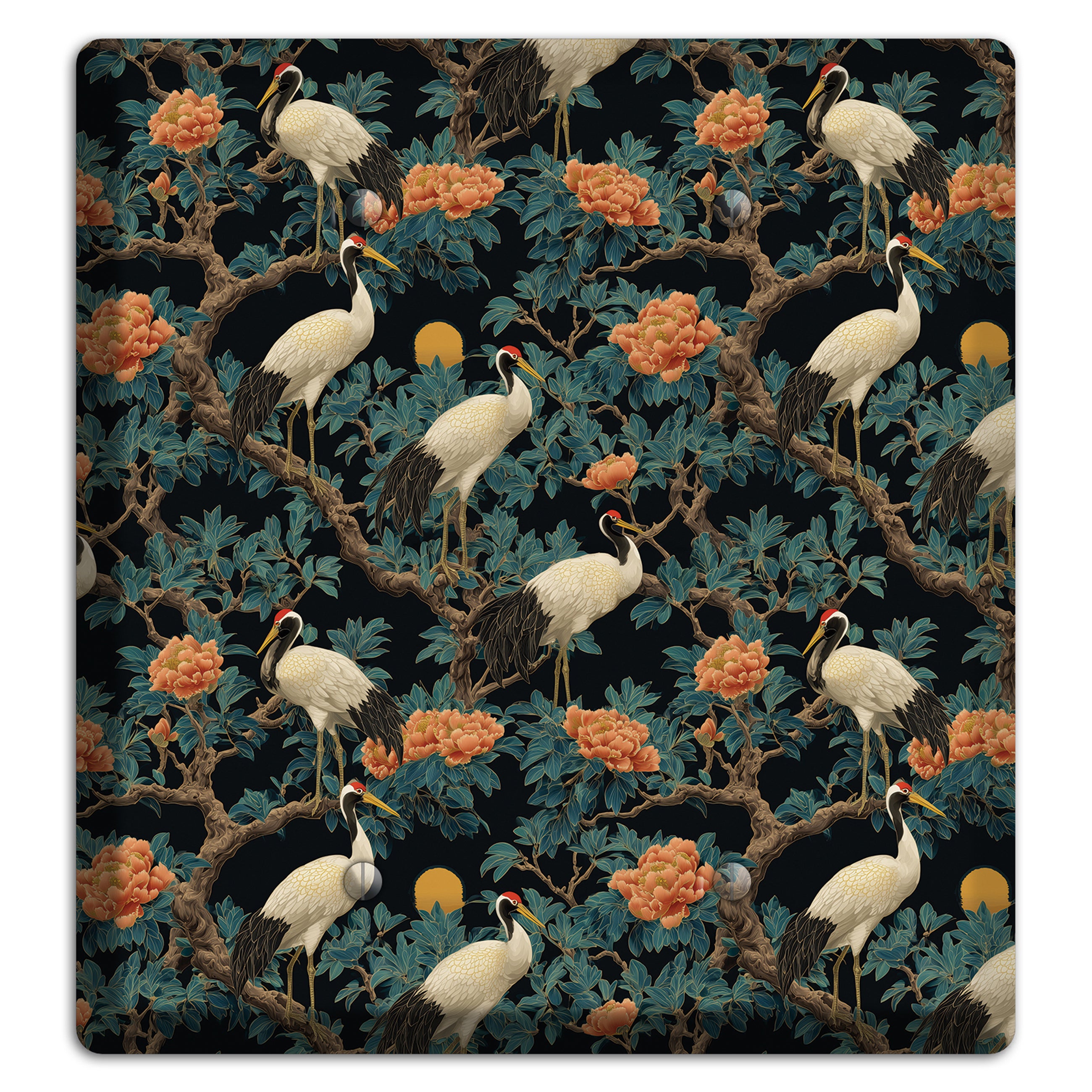 Teal Moonrise Cranes 2 Blank Wallplate