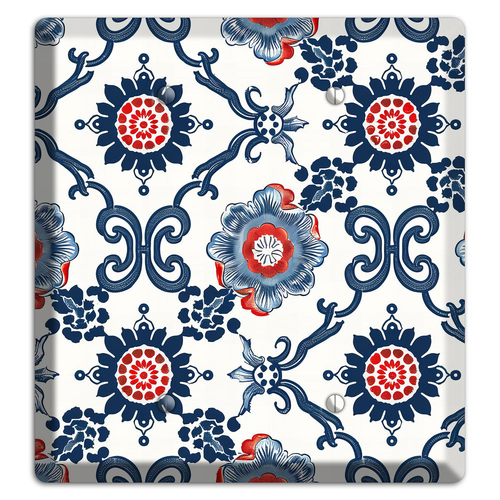 Indigo Court Florals 2 Blank Wallplate