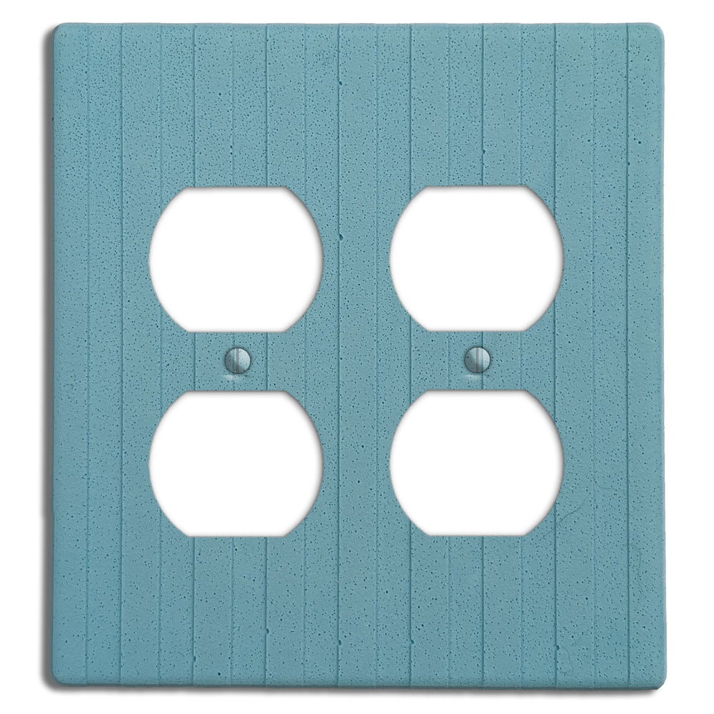 Caribbean Blue Boho Stripes 2 Duplex Outlet Cover Plate