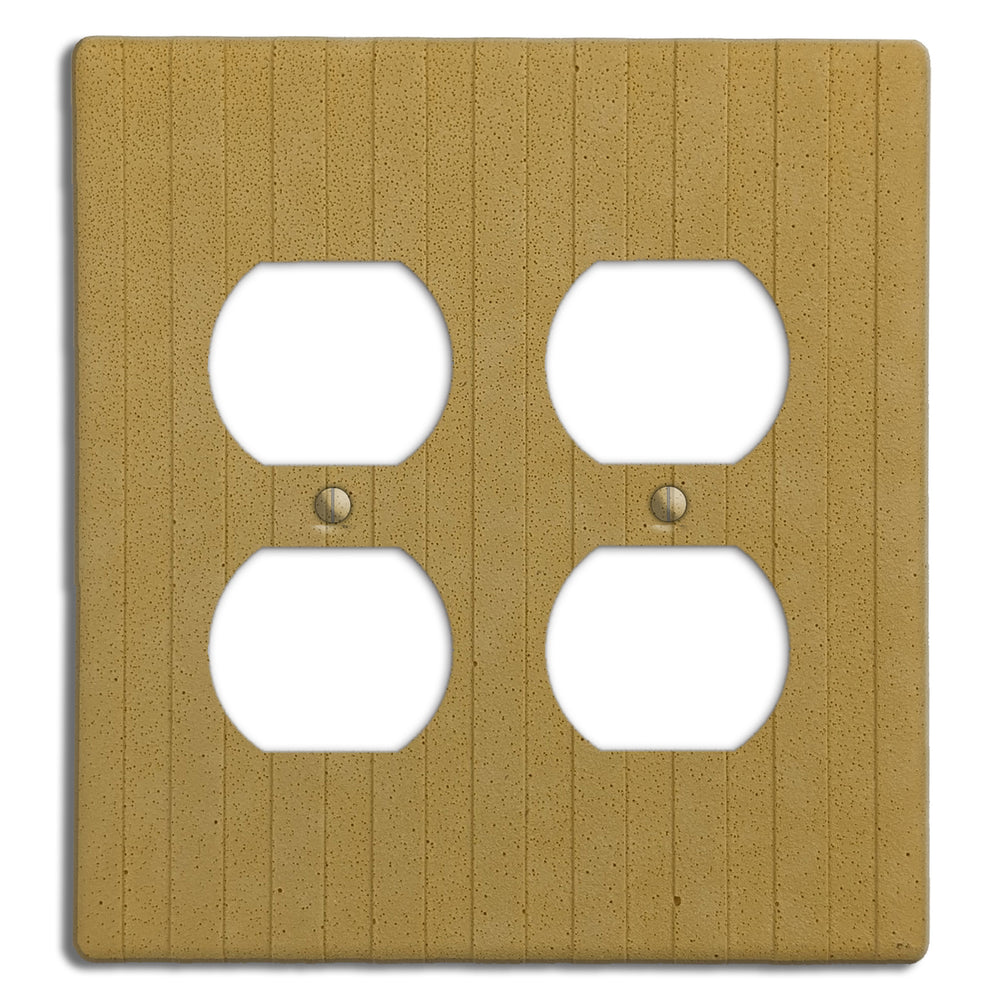 Saffron Yellow Boho Stripes 2 Duplex Outlet Cover Plate