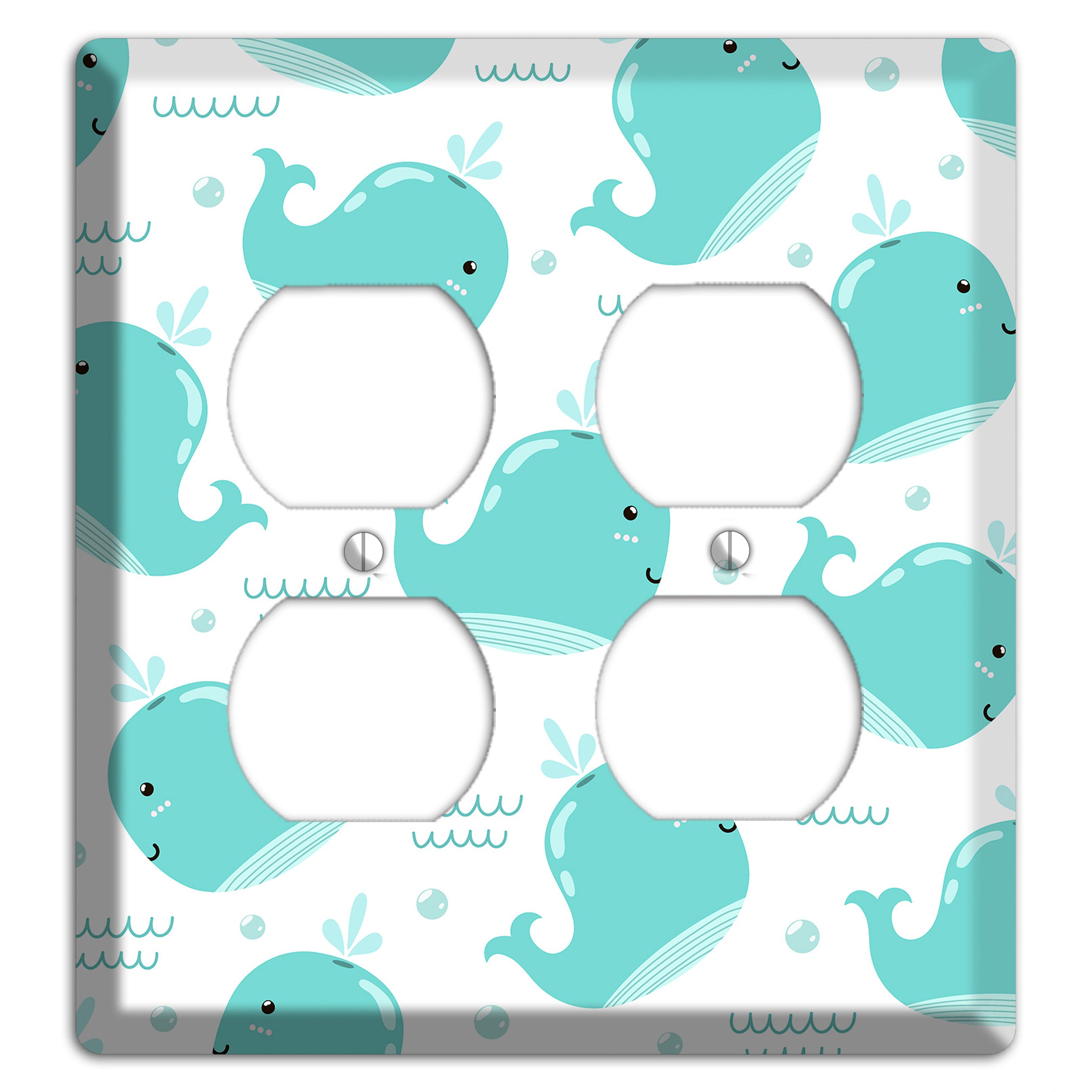 Happy Whales (White) 2 Duplex Wallplate
