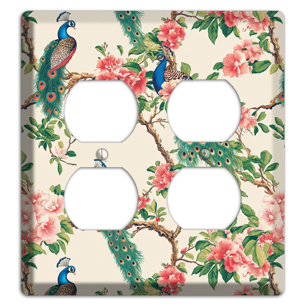 Peacock & Peony Court 2 Duplex Wallplate