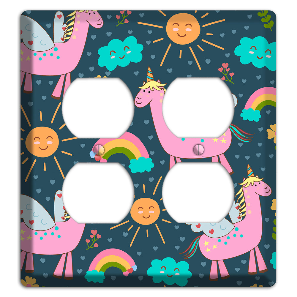 Magic Meadow (Navy) 2 Duplex Wallplate