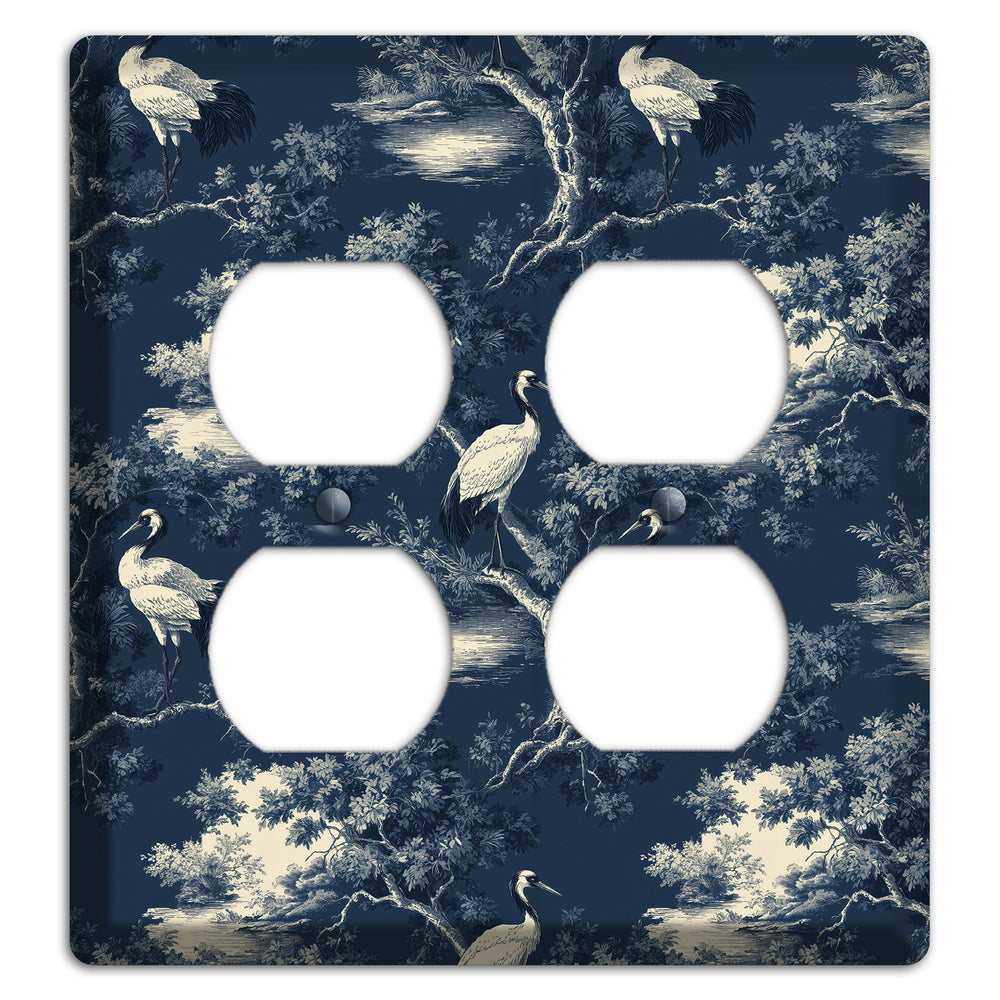 Midnight Crane Toile 2 Duplex Wallplate