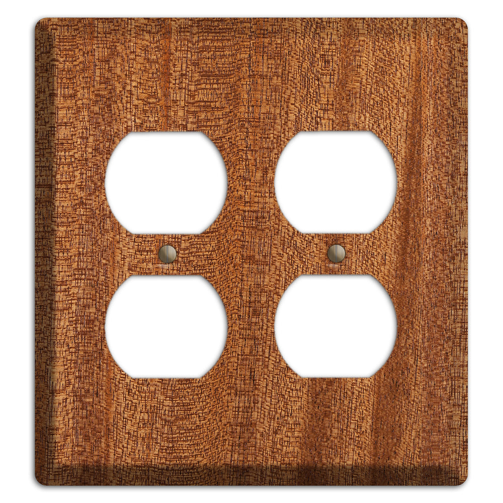 Mahogany Wood 2 Duplex Outlet Cover Plate