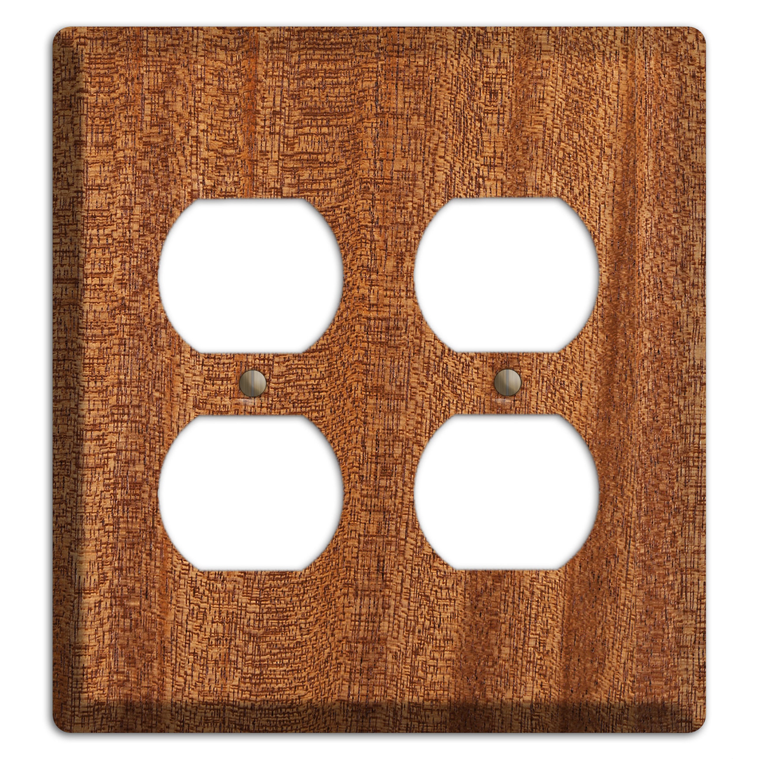 Mahogany Wood 2 Duplex Outlet Cover Plate
