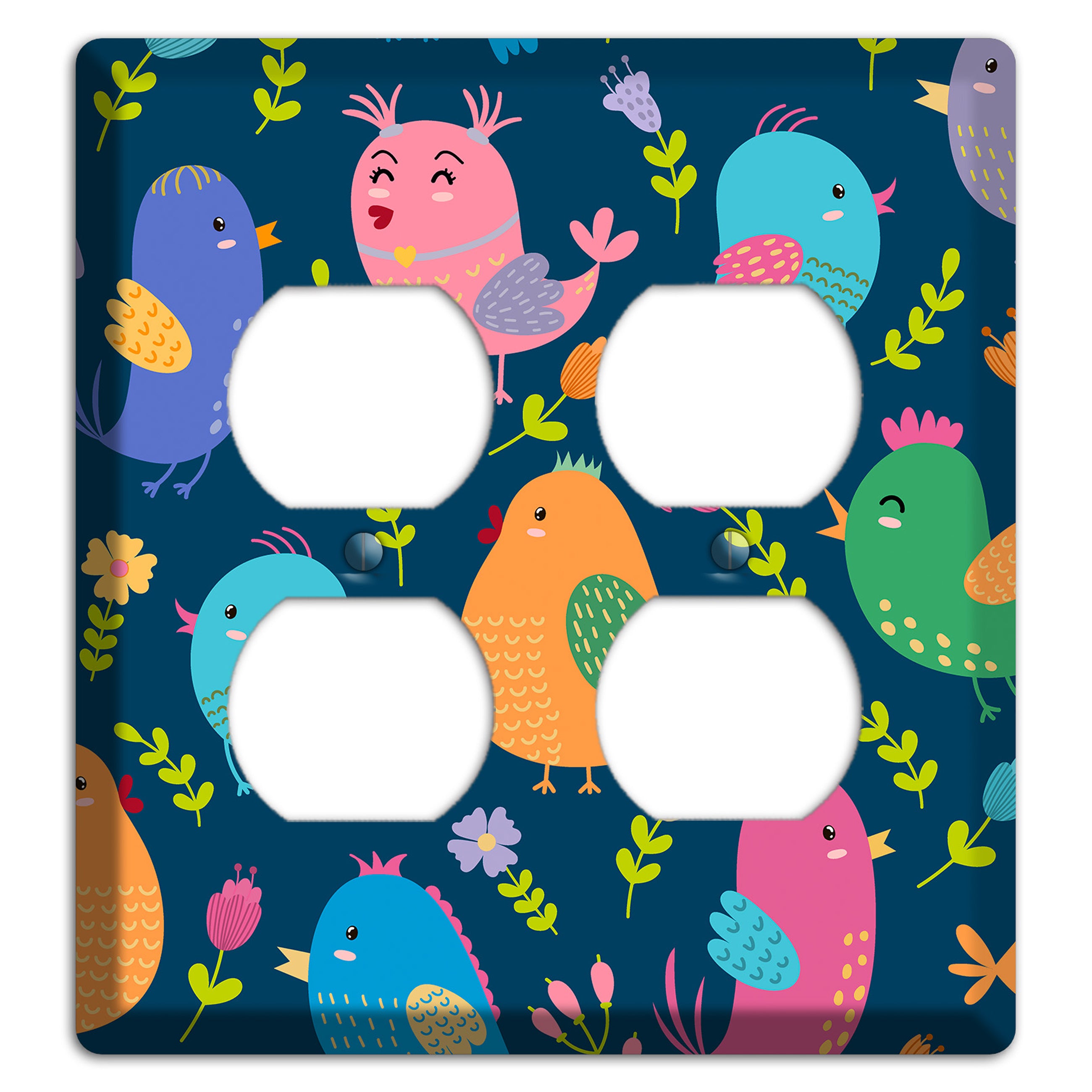Jungle Chorus (Navy) 2 Duplex Wallplate