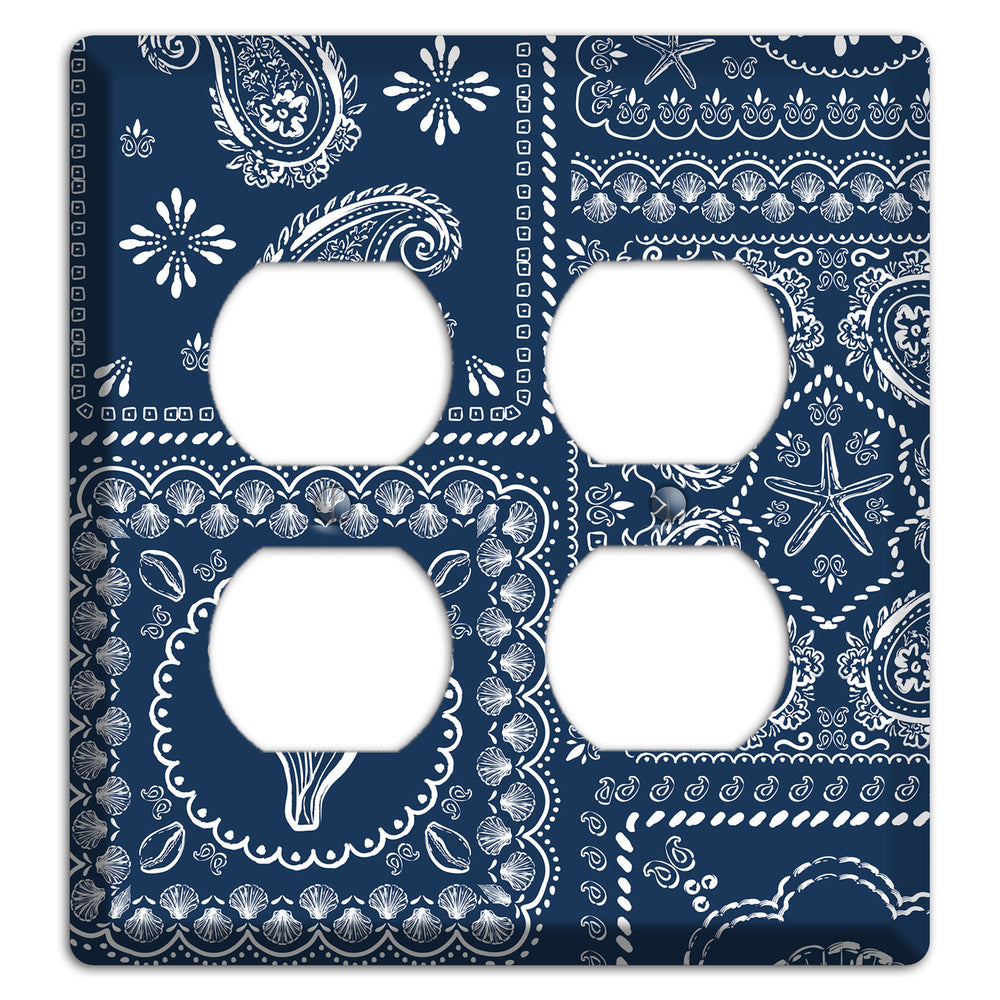 Navy Paisley Patchwork 2 Duplex Wallplate