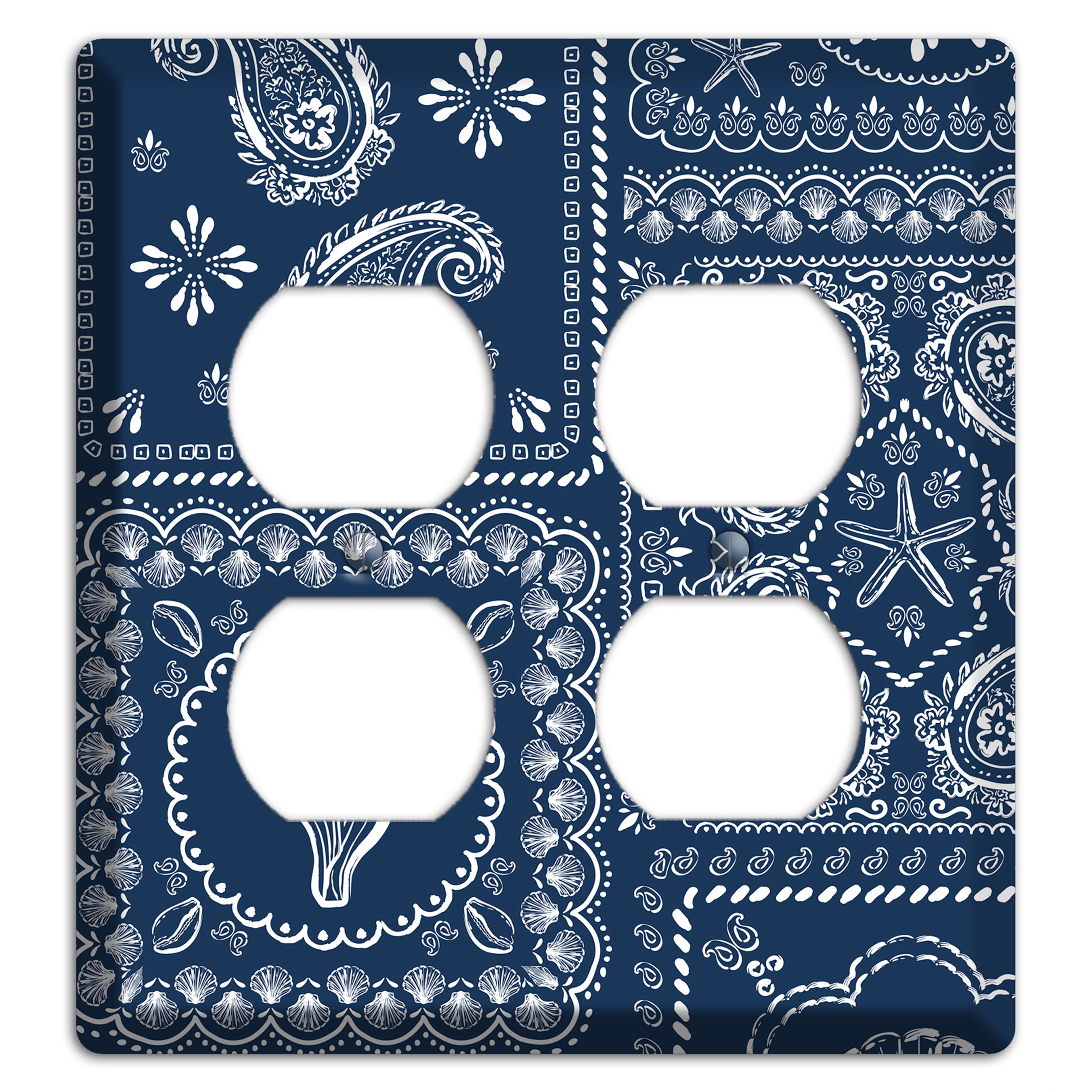 Navy Paisley Patchwork 2 Duplex Wallplate