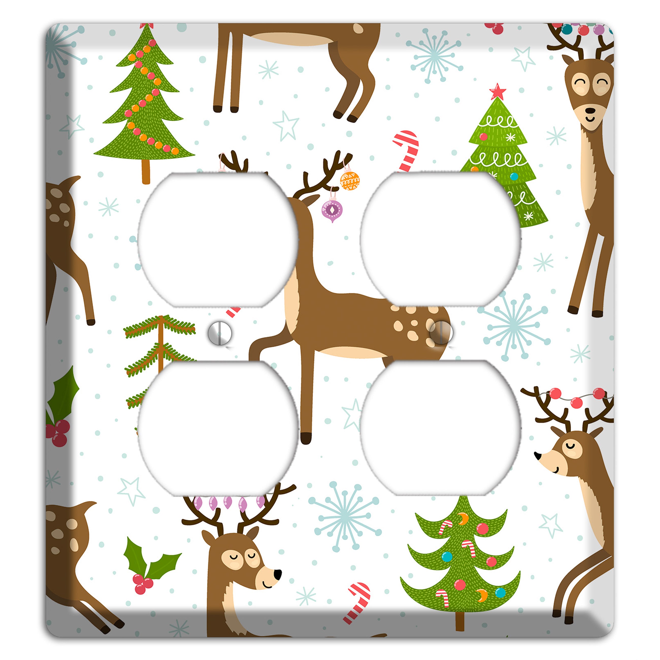 Reindeer Parade (White) 2 Duplex Wallplate