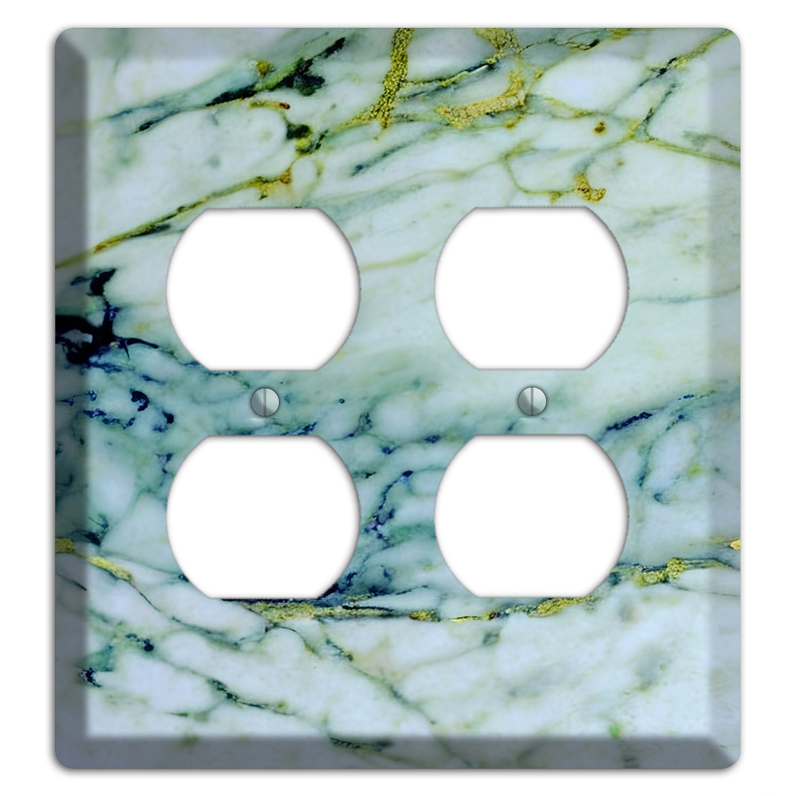 White, Green and Blue Marble 2 Duplex Wallplate