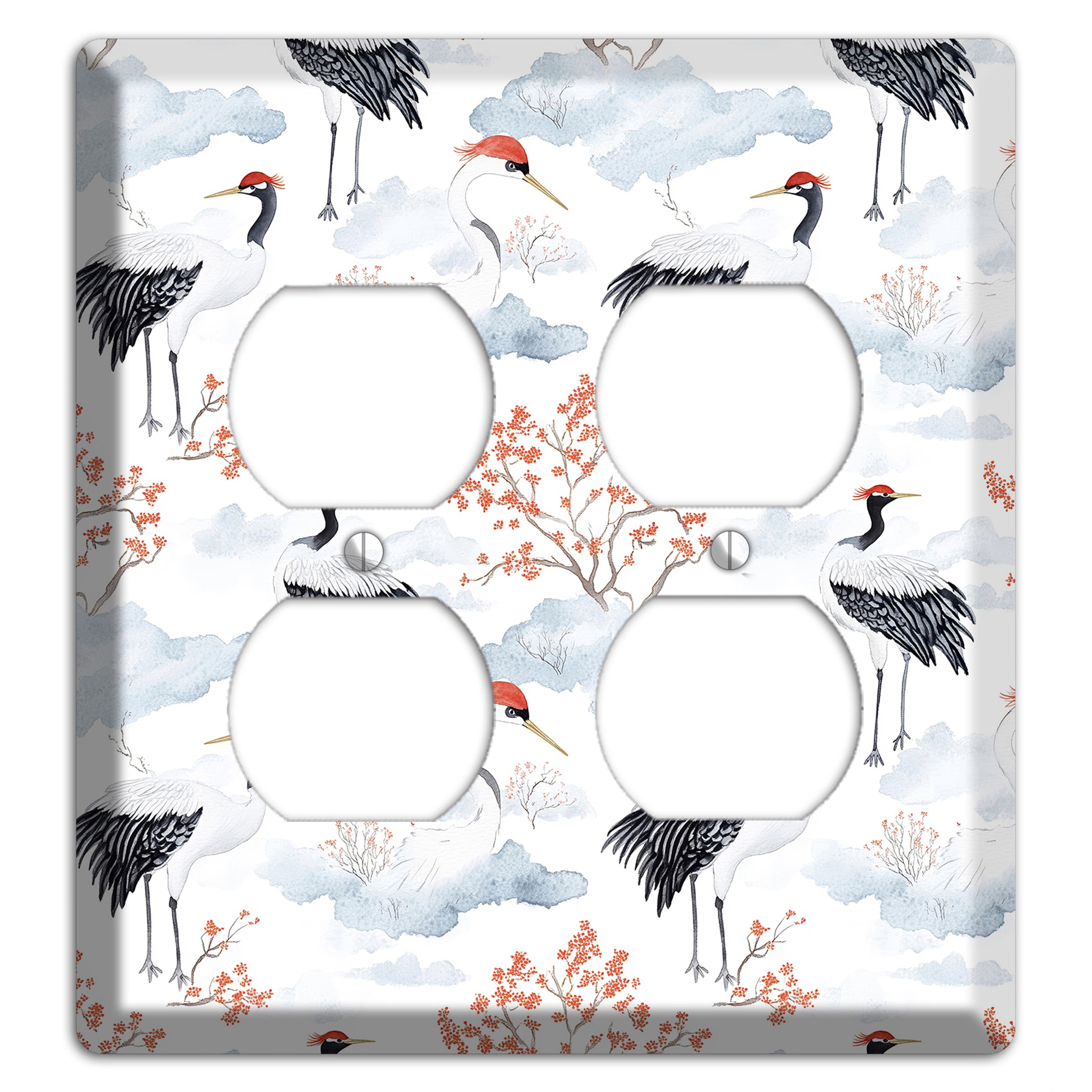 Crimson Crown Cranes 2 Duplex Wallplate