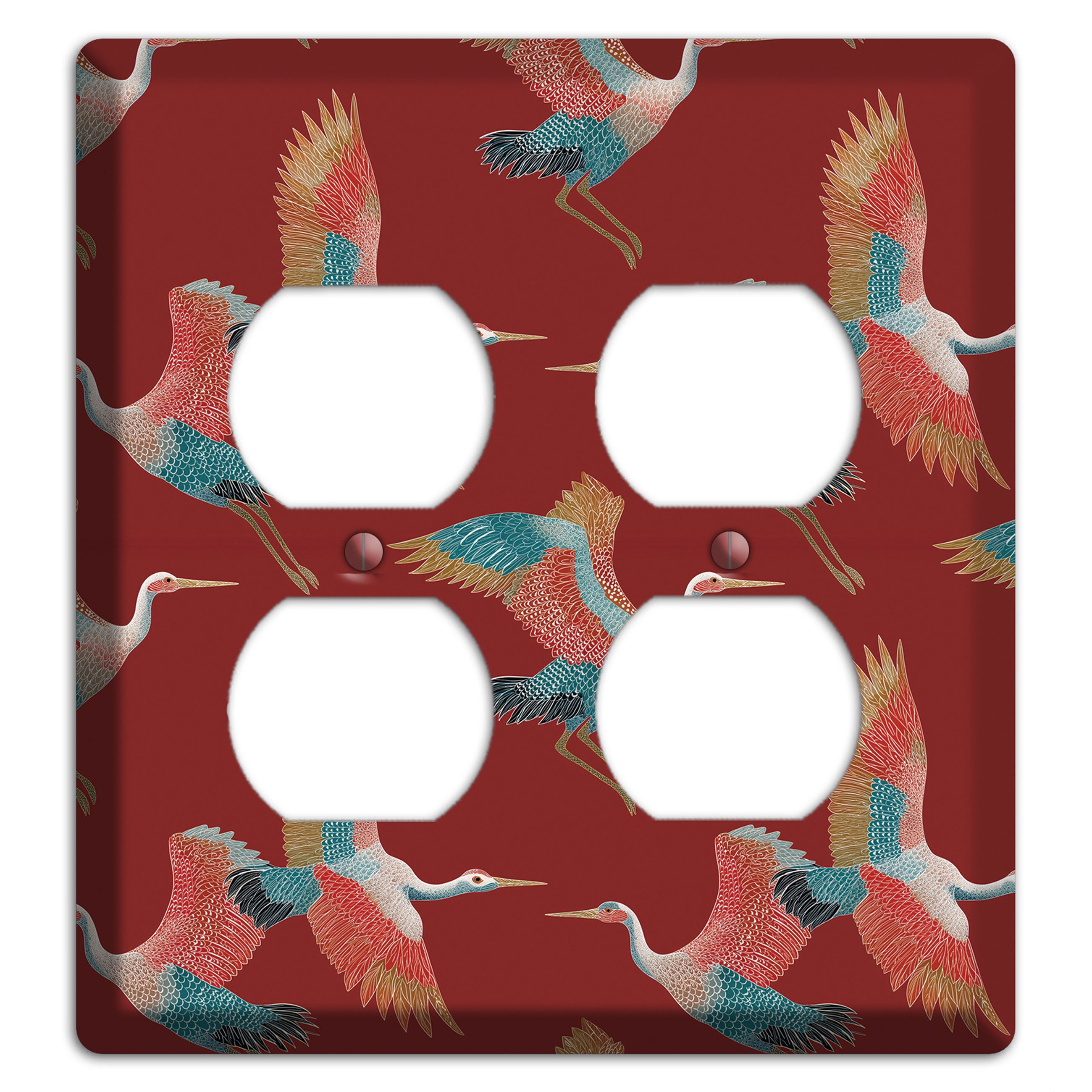 Crimson Heron Dance 2 Duplex Wallplate