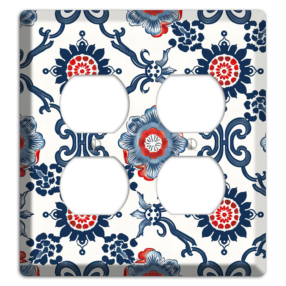 Indigo Court Florals 2 Duplex Wallplate