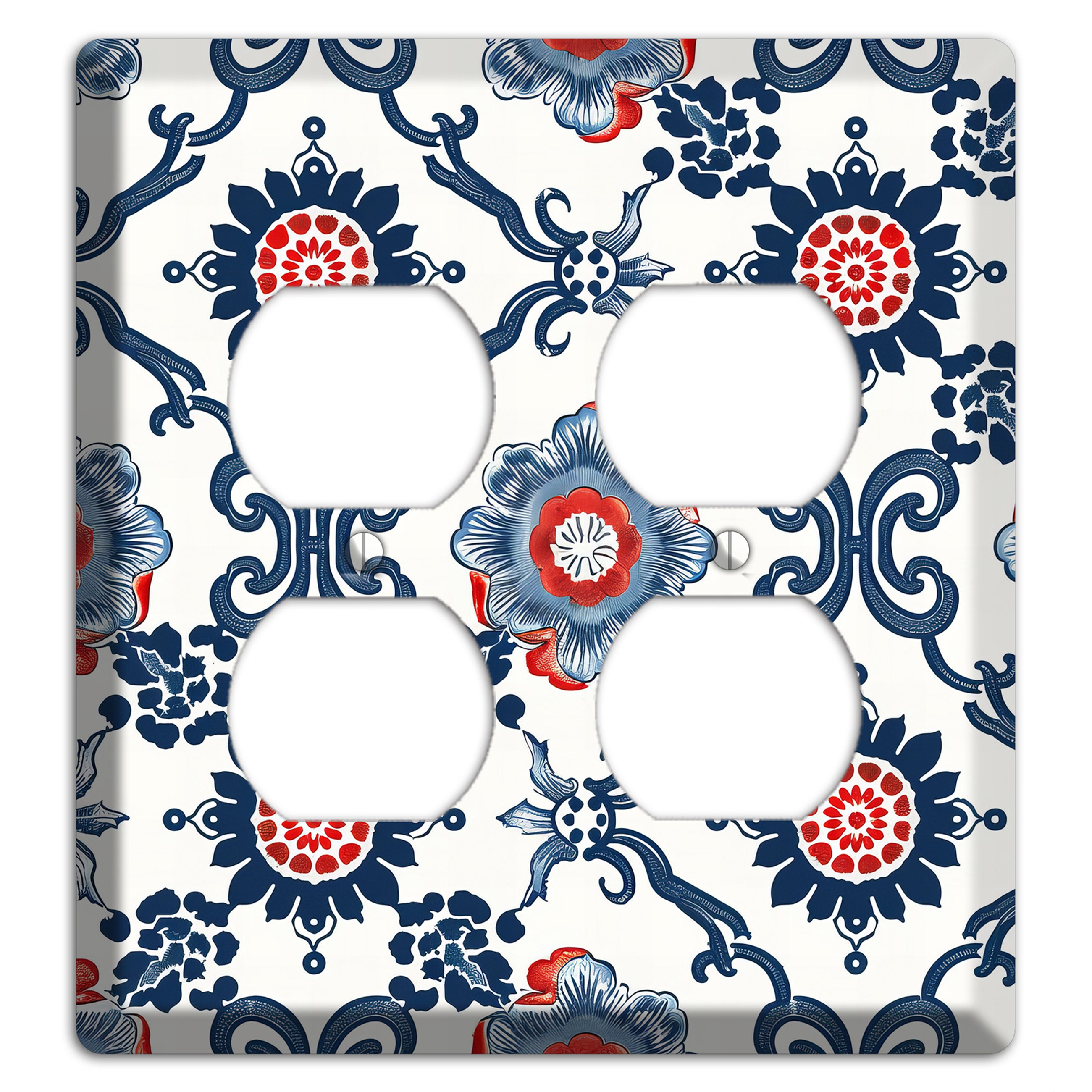 Indigo Court Florals 2 Duplex Wallplate