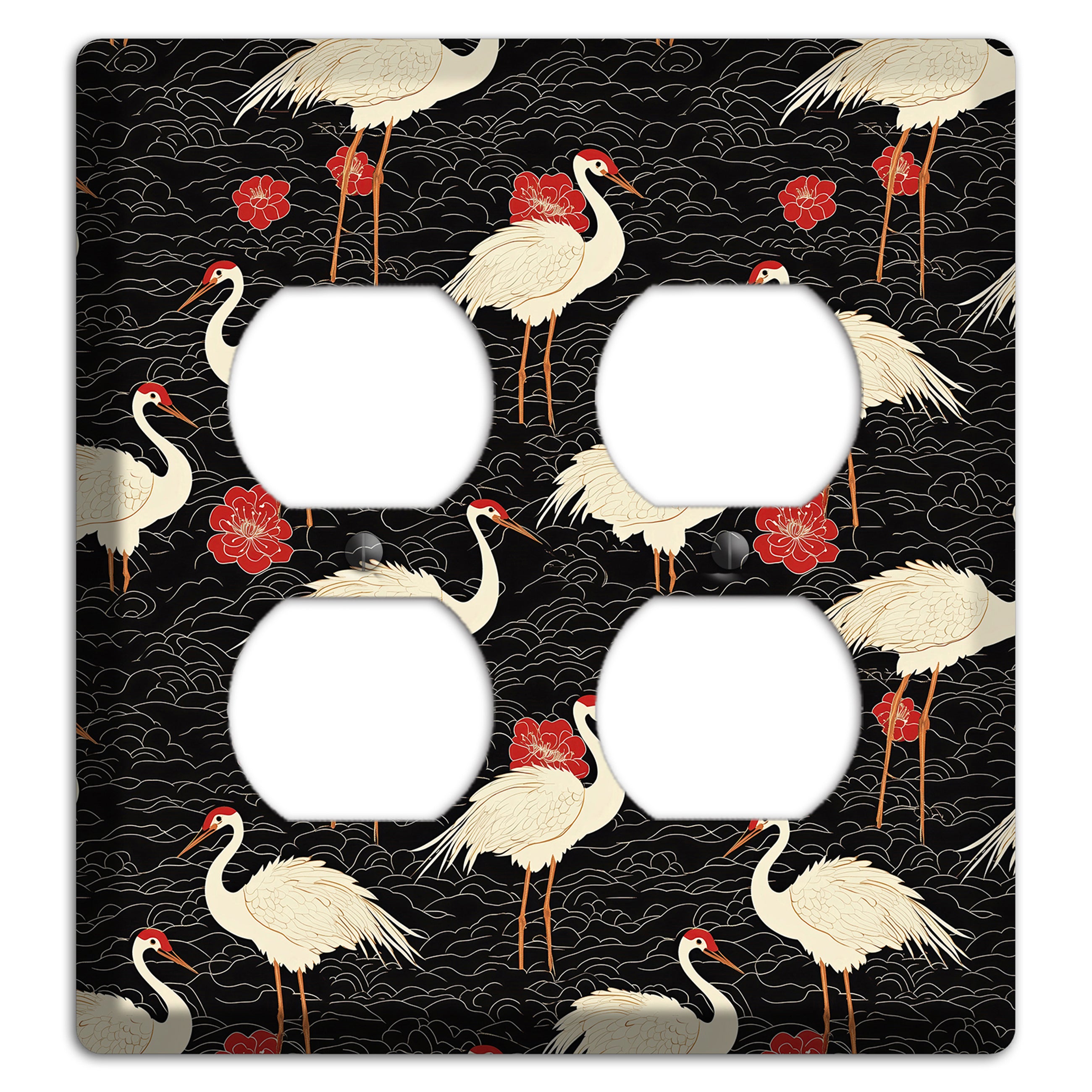 Ebony Crane Vigil 2 Duplex Wallplate