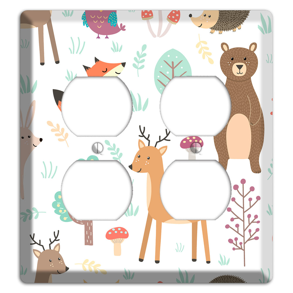 Woodland Friends (White) 2 Duplex Wallplate