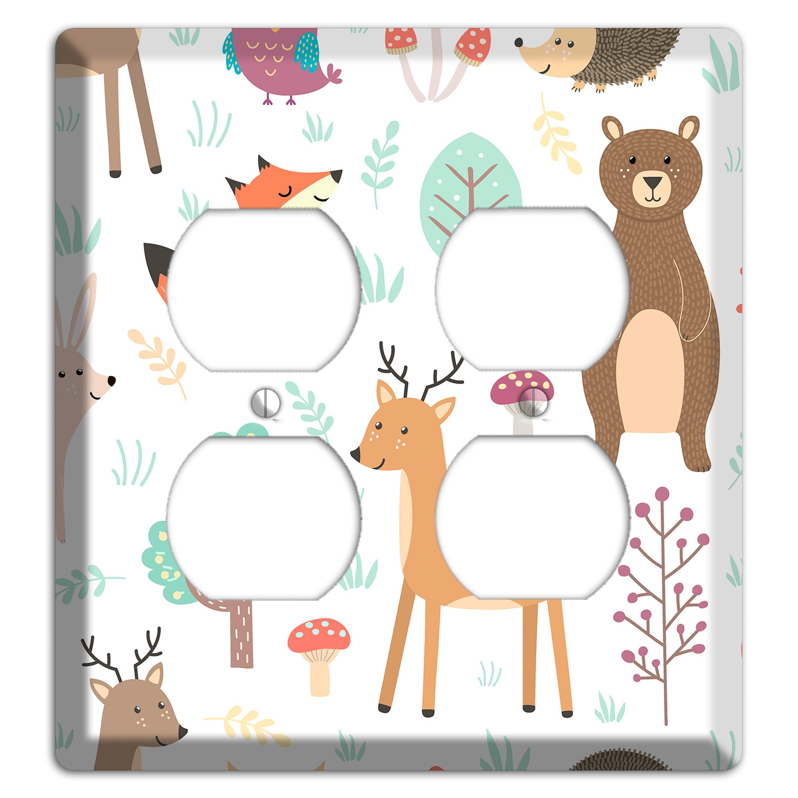 Woodland Friends (White) 2 Duplex Wallplate