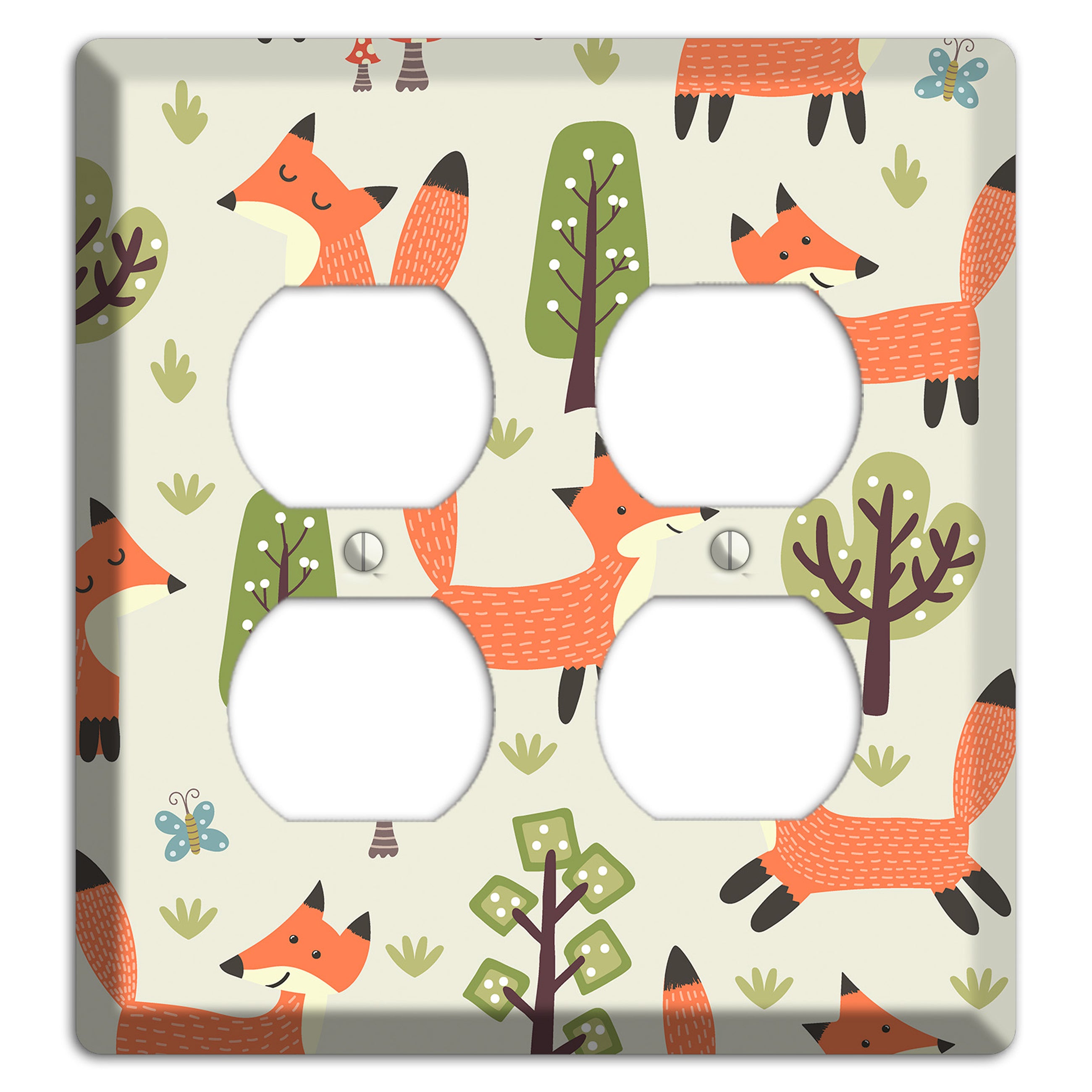 Fox & Forest (Olive) 2 Duplex Wallplate