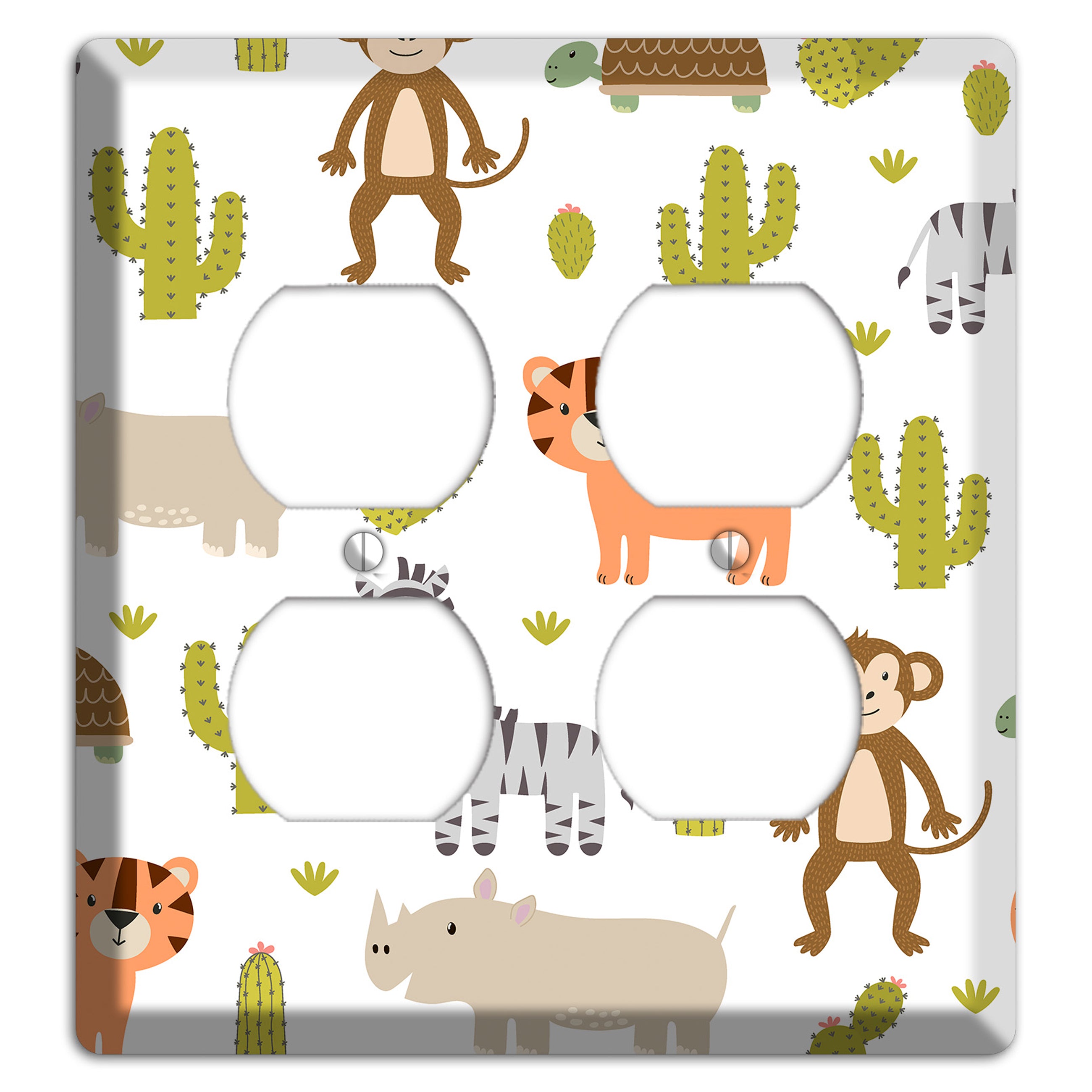 Safari Critters (White) 2 Duplex Wallplate