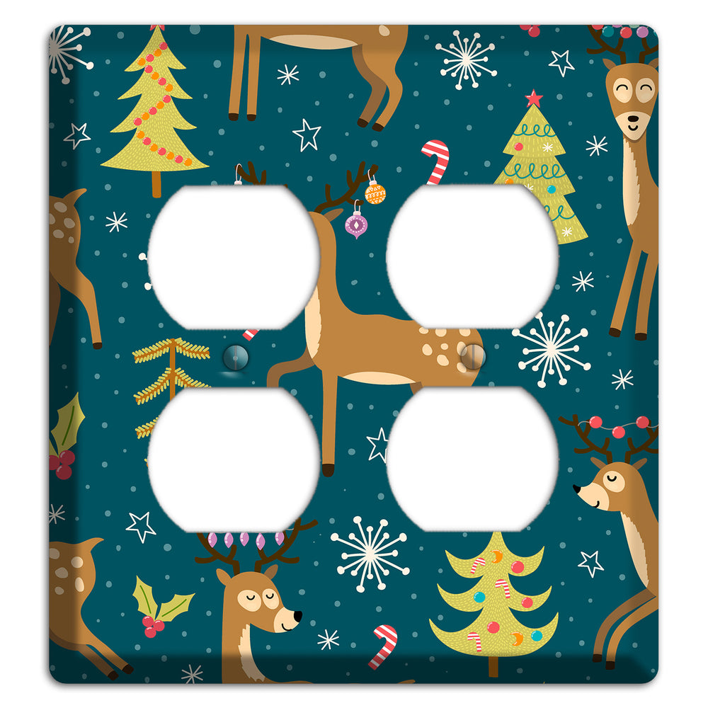 Reindeer Parade (Teal) 2 Duplex Wallplate