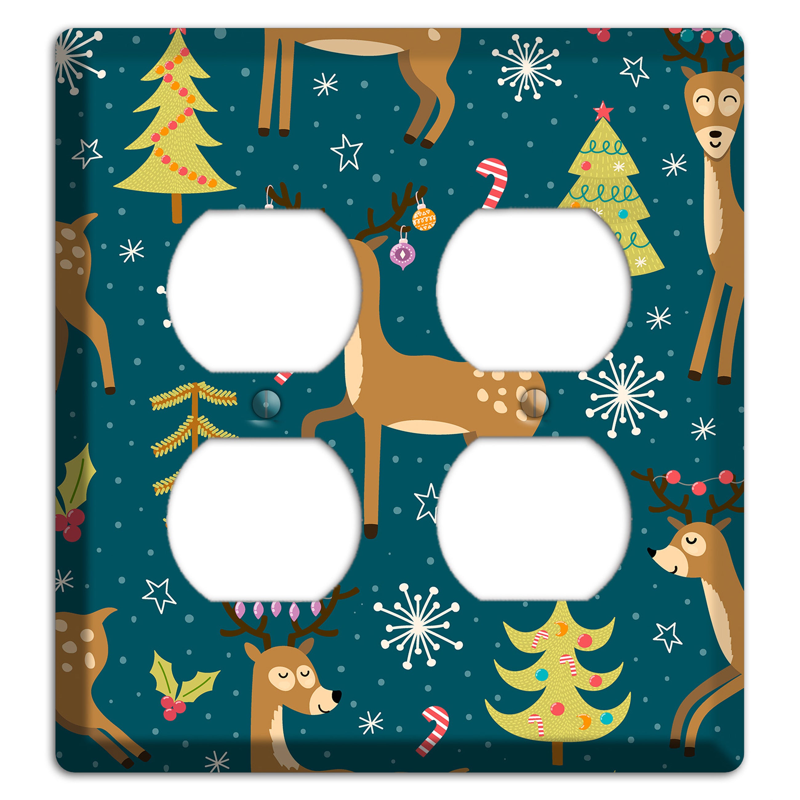 Reindeer Parade (Teal) 2 Duplex Wallplate