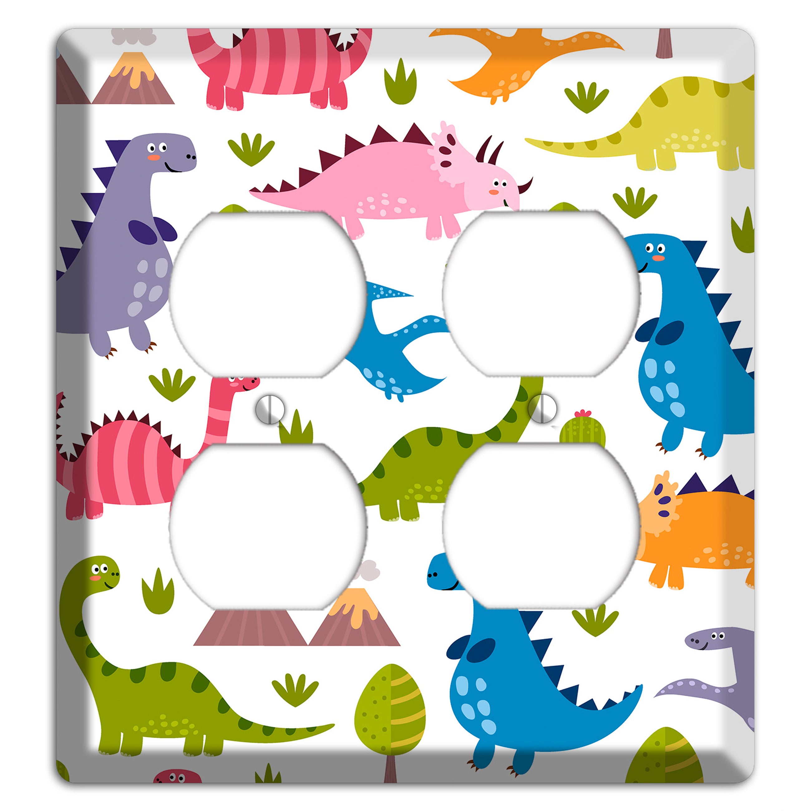 Dino Friends (Bright) 2 Duplex Wallplate