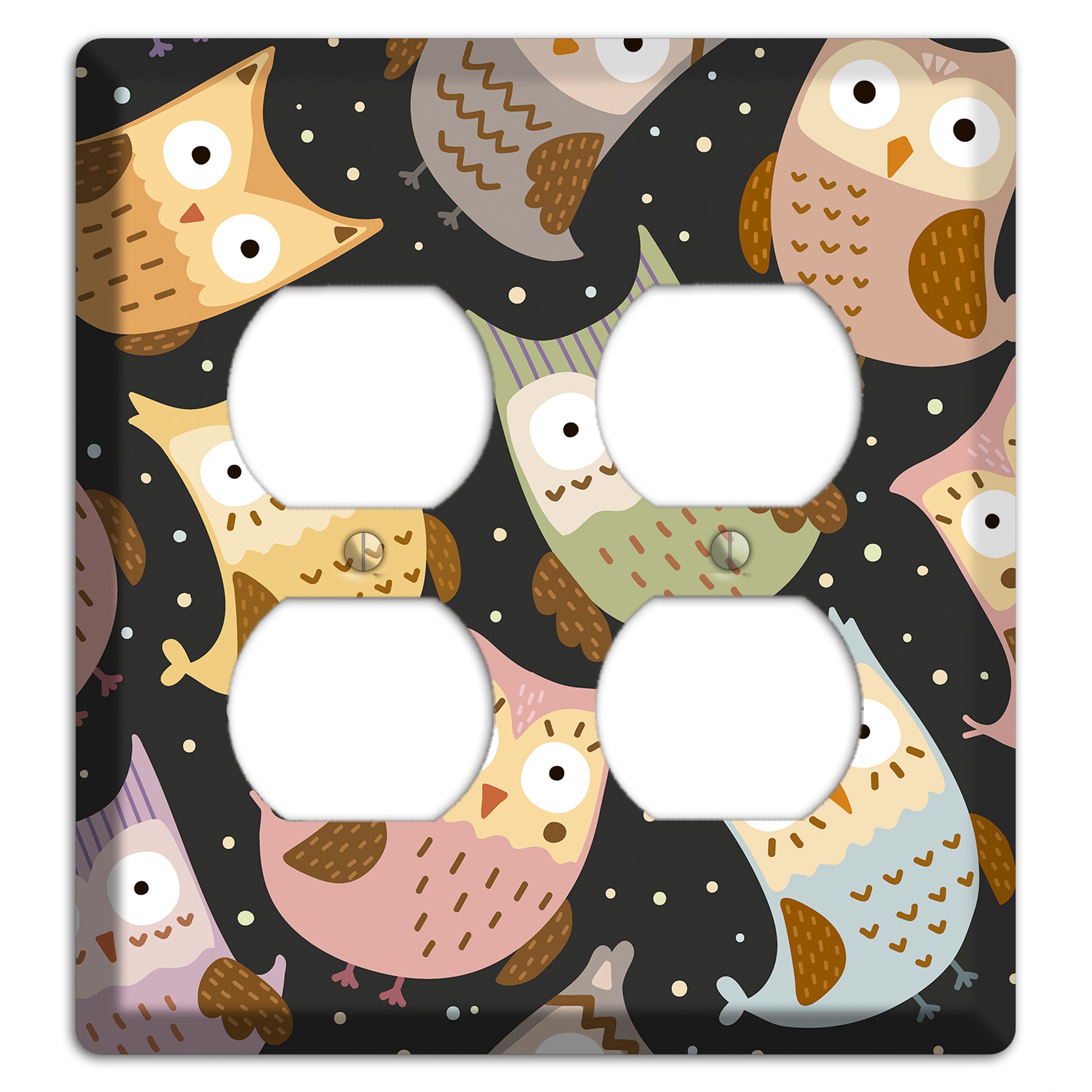 Sleepy Owls (Charcoal) 2 Duplex Wallplate
