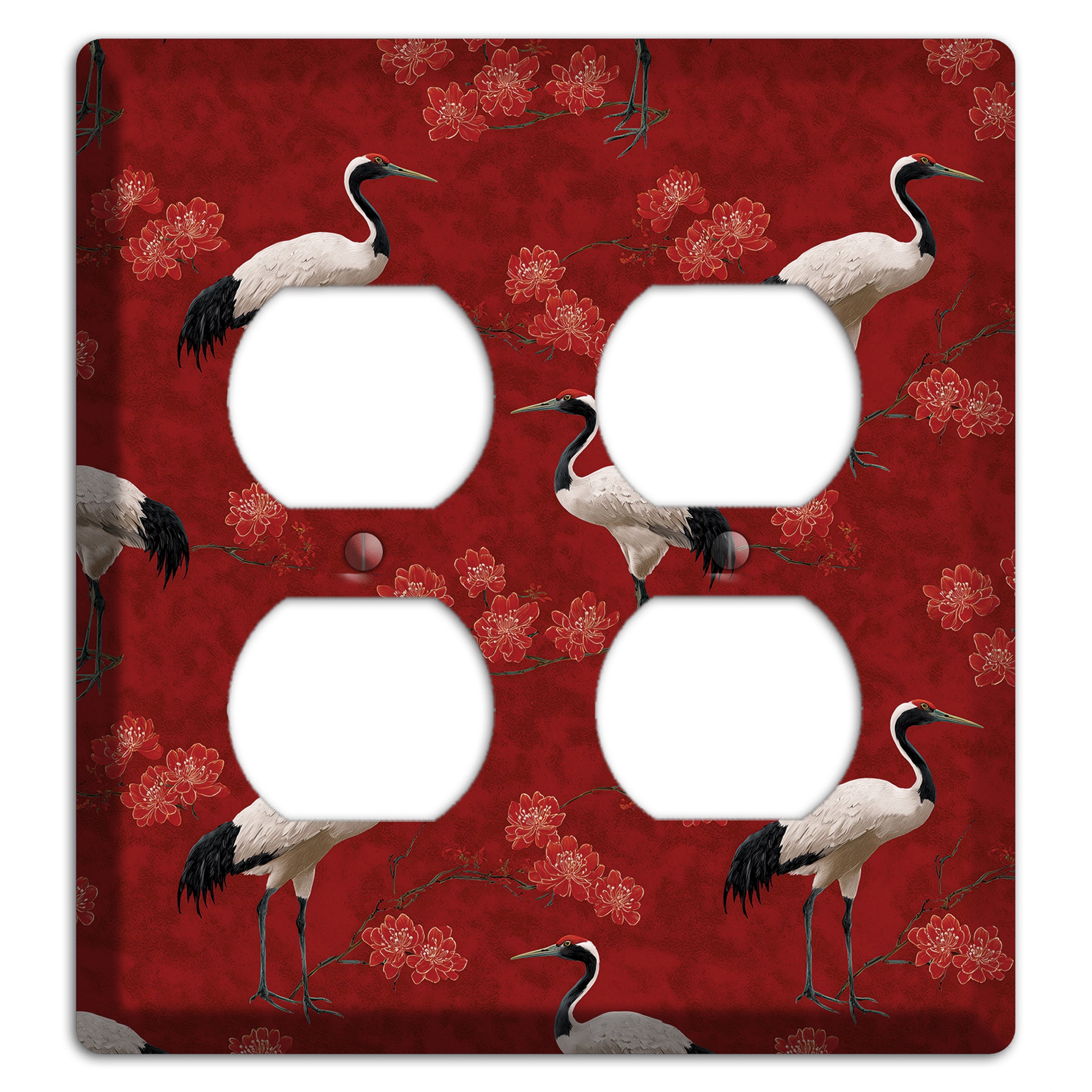 Vermillion Crane Bloom 2 Duplex Wallplate