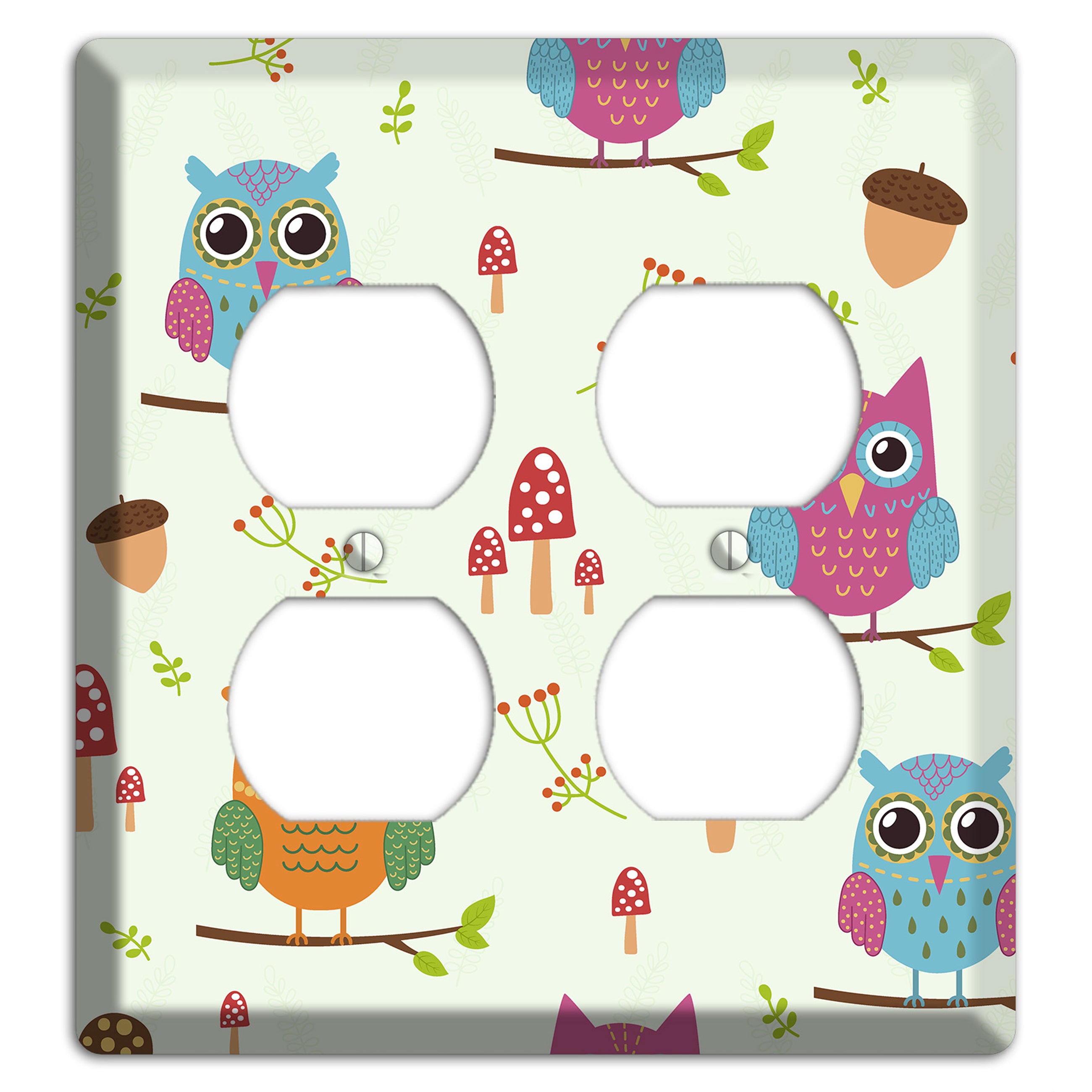 Forest Owls (Mint) 2 Duplex Wallplate