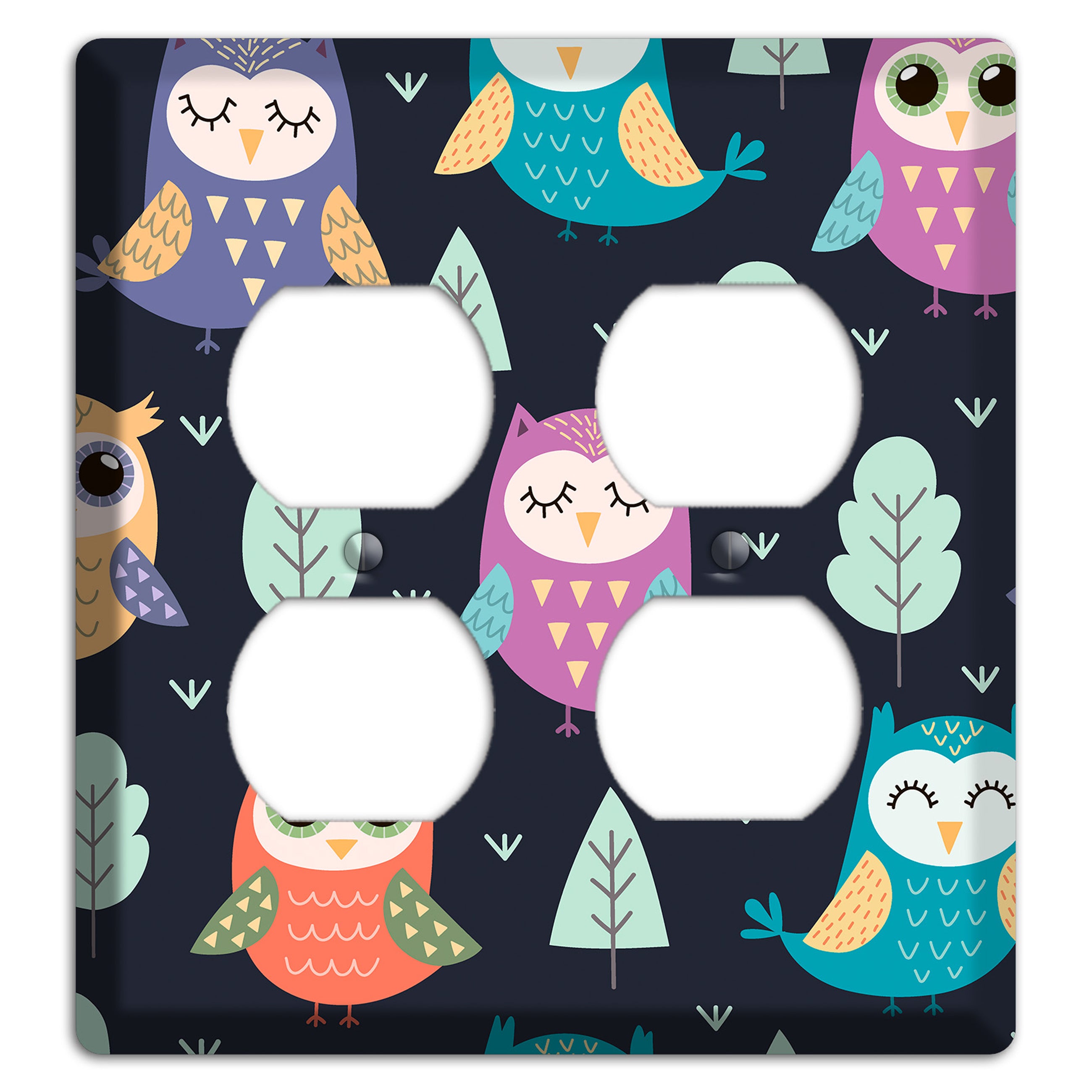 Dreamy Owls (Navy) 2 Duplex Wallplate