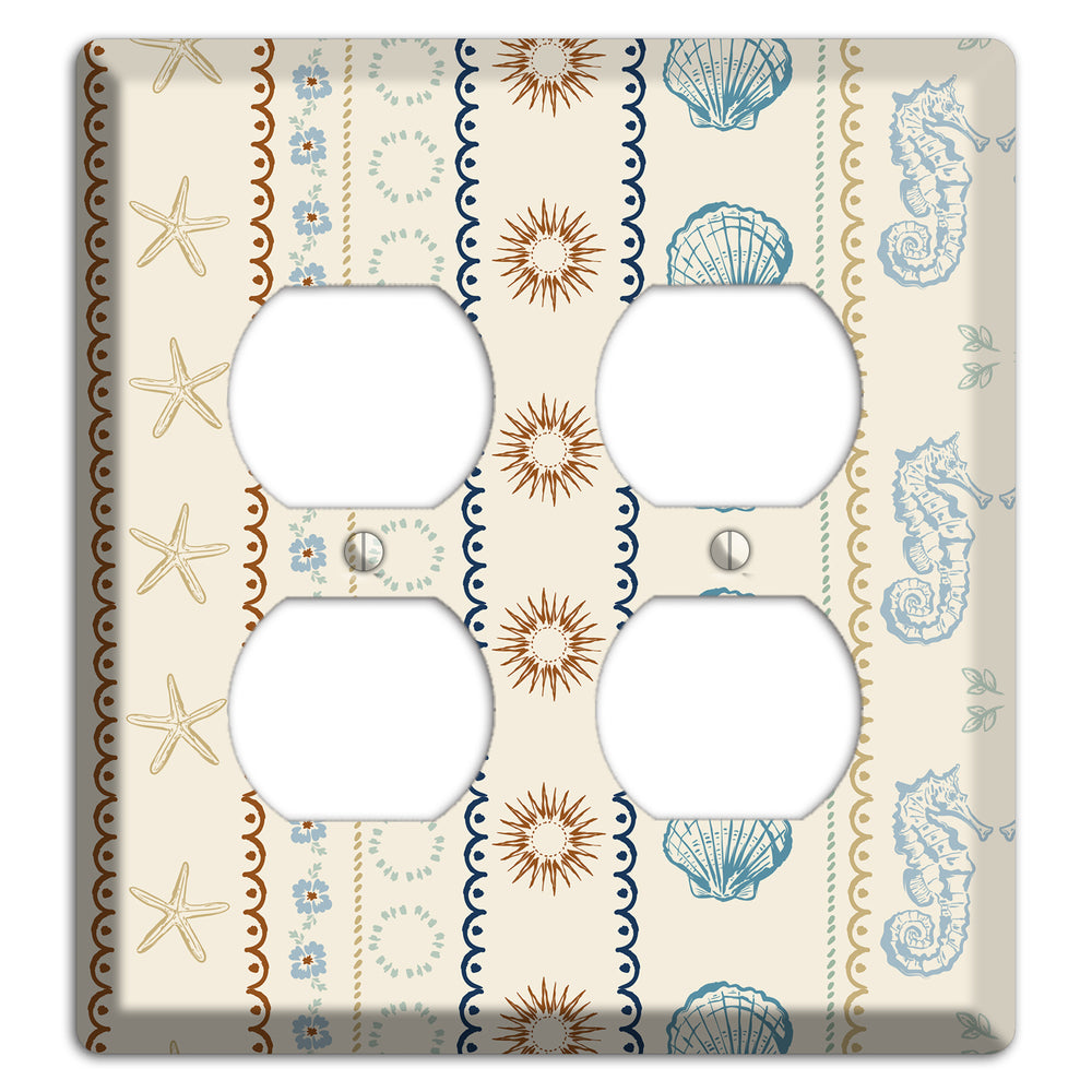 Ivory Seahorse Stripe 2 Duplex Wallplate