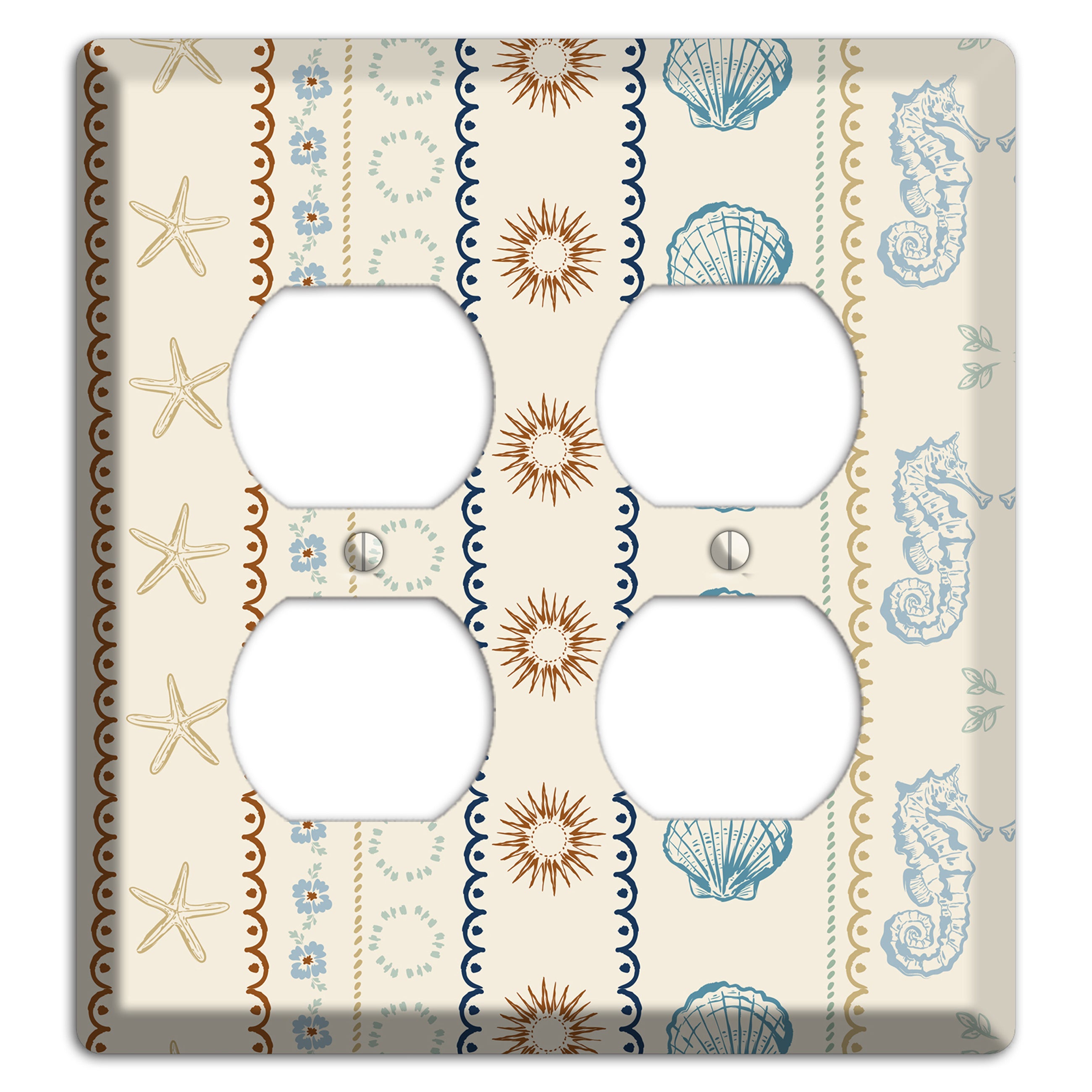 Ivory Seahorse Stripe 2 Duplex Wallplate