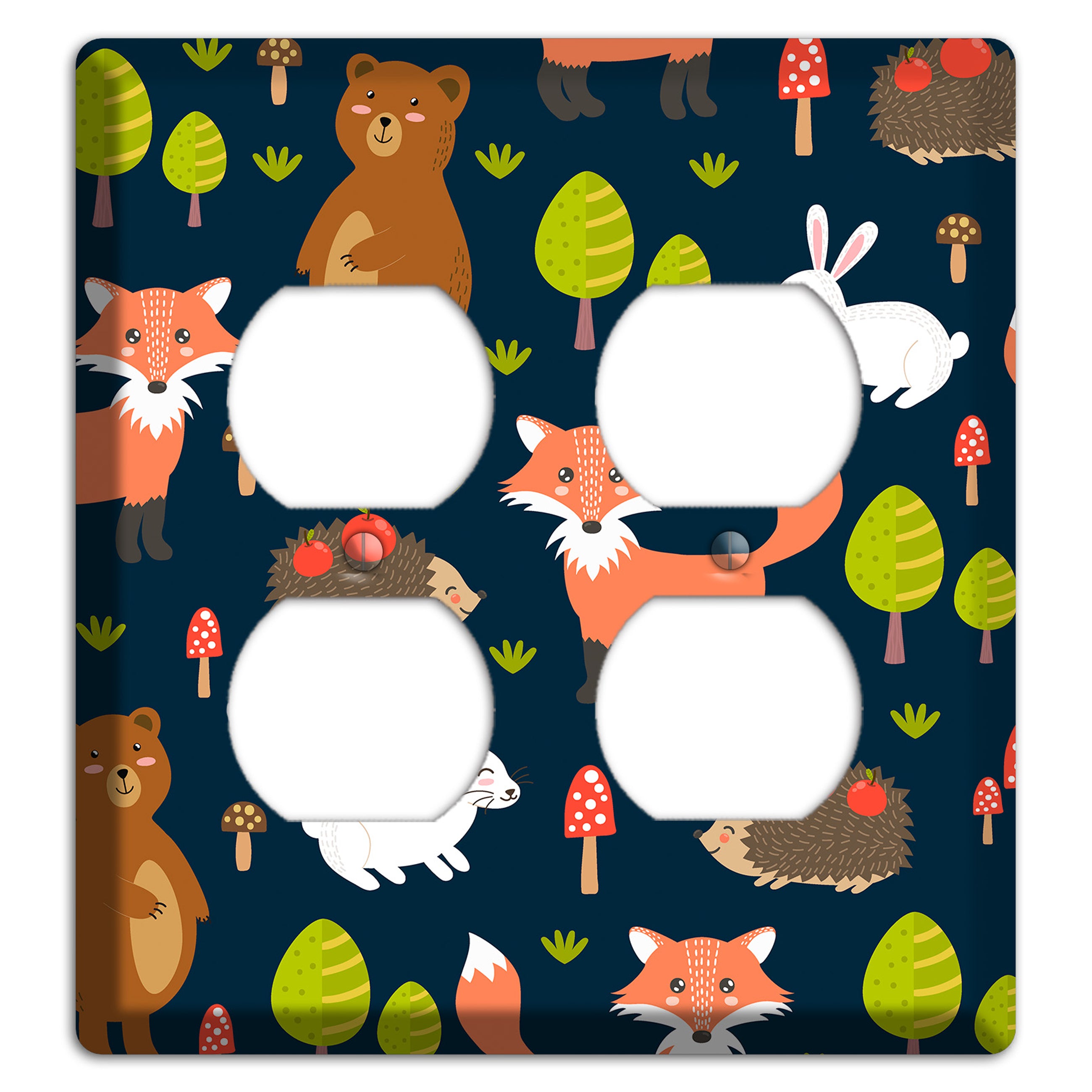 Forest Critters (Navy) 2 Duplex Wallplate