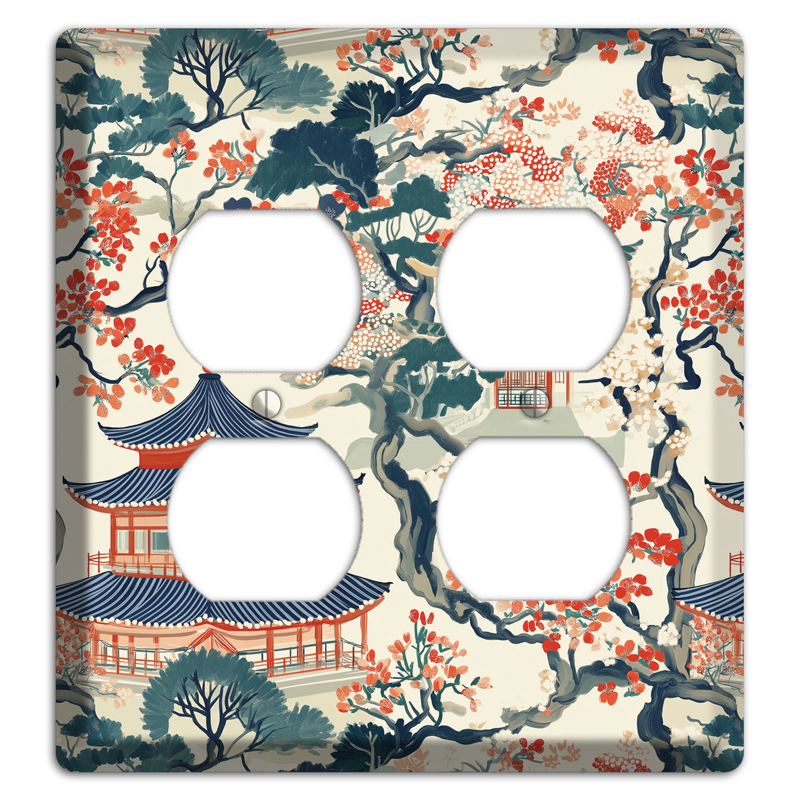 Blossom & Pagoda 2 Duplex Wallplate