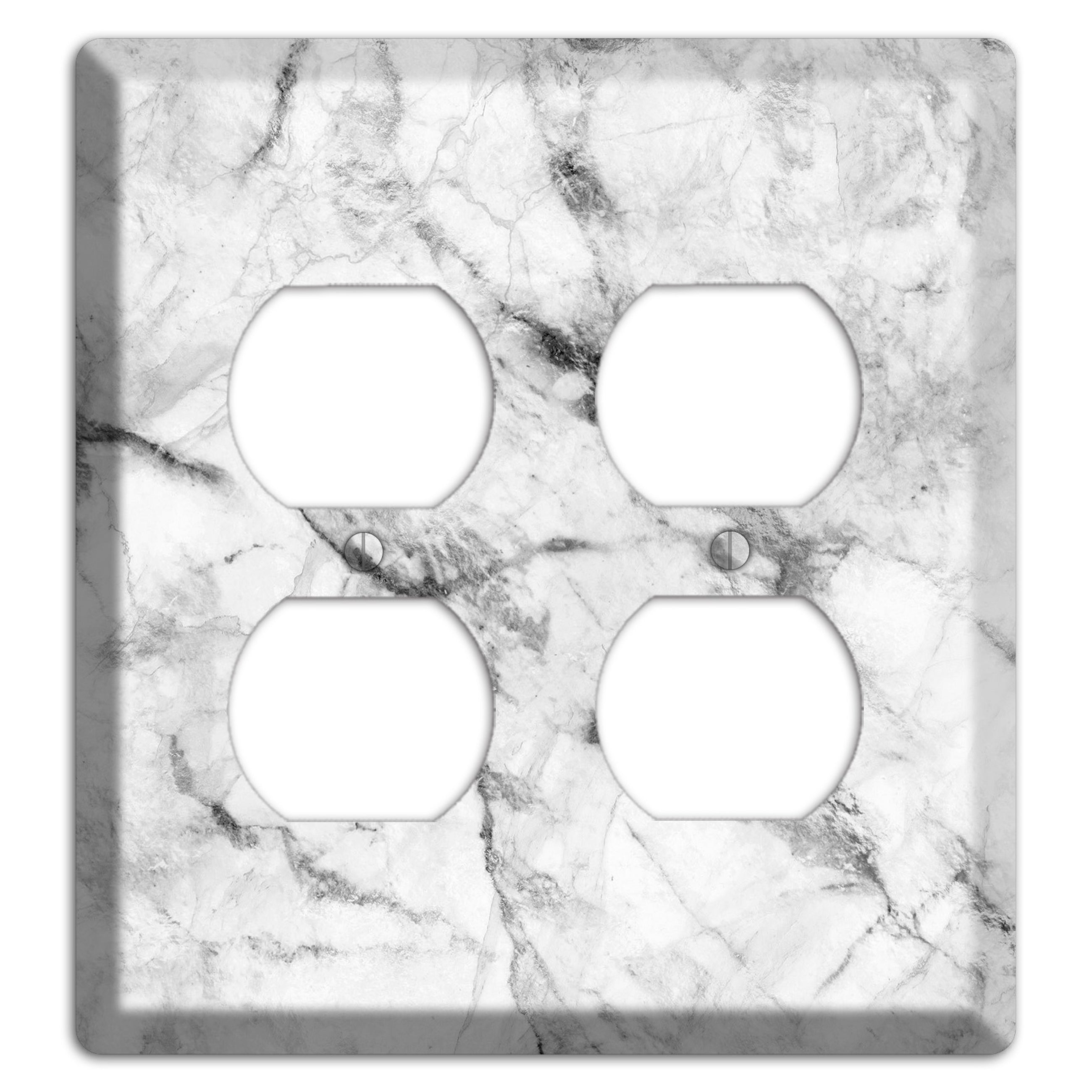 White and Gray Marble 2 Duplex Wallplate