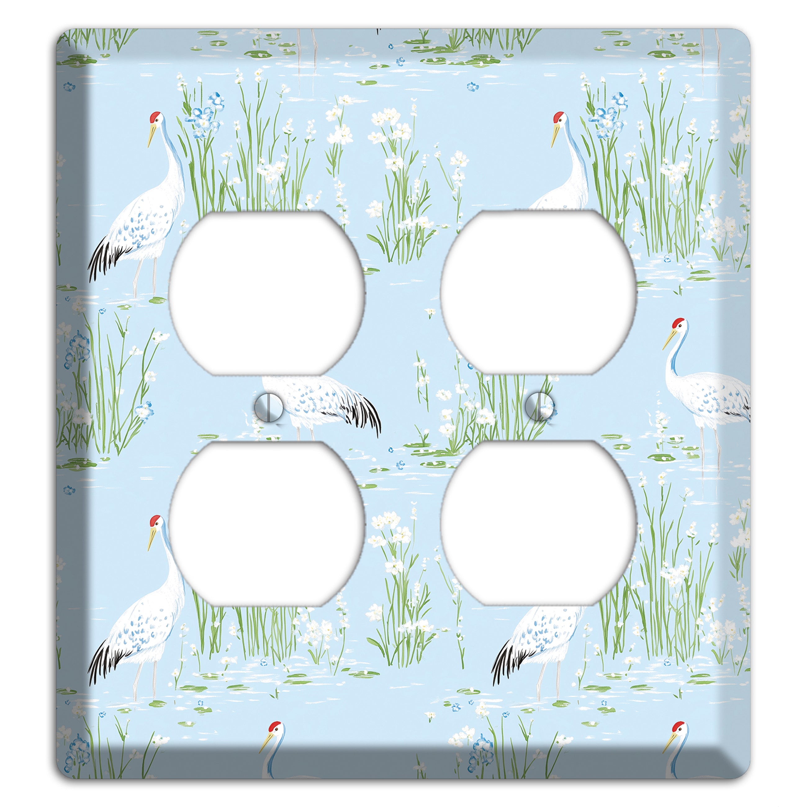 Azure Crane Sanctuary 2 Duplex Wallplate