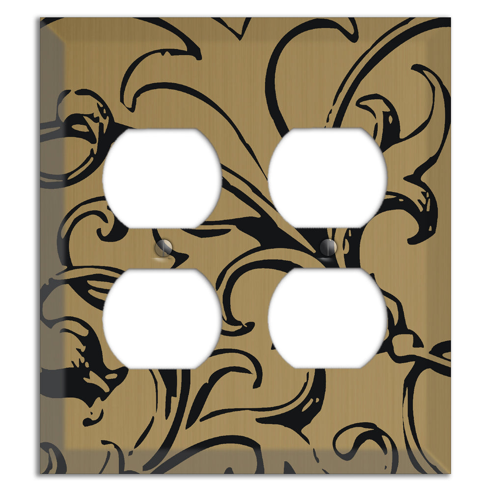 Tower Gold Baroque Scroll 2 Duplex Wallplate