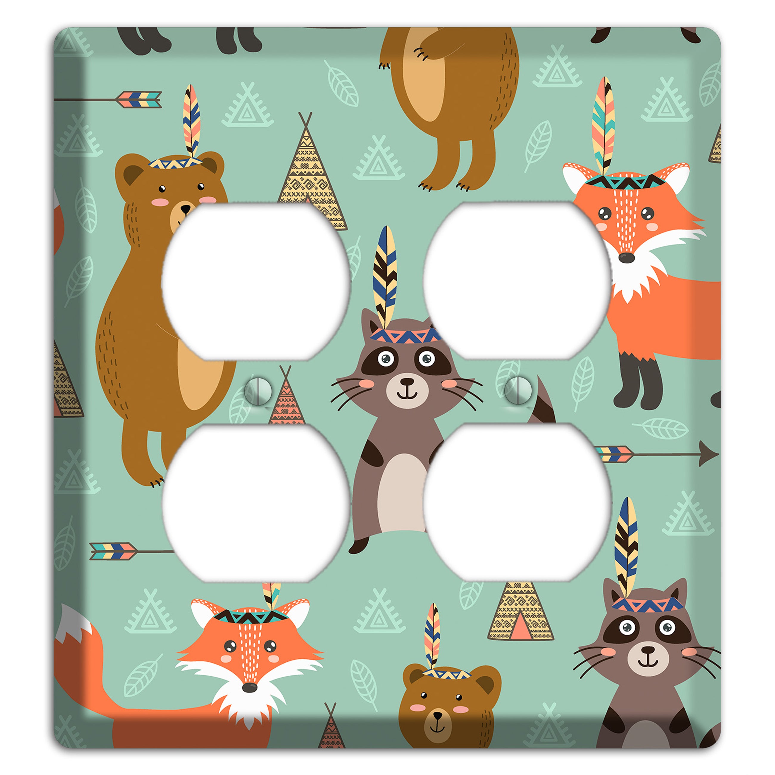 Tribal Woodland Camp 2 Duplex Wallplate