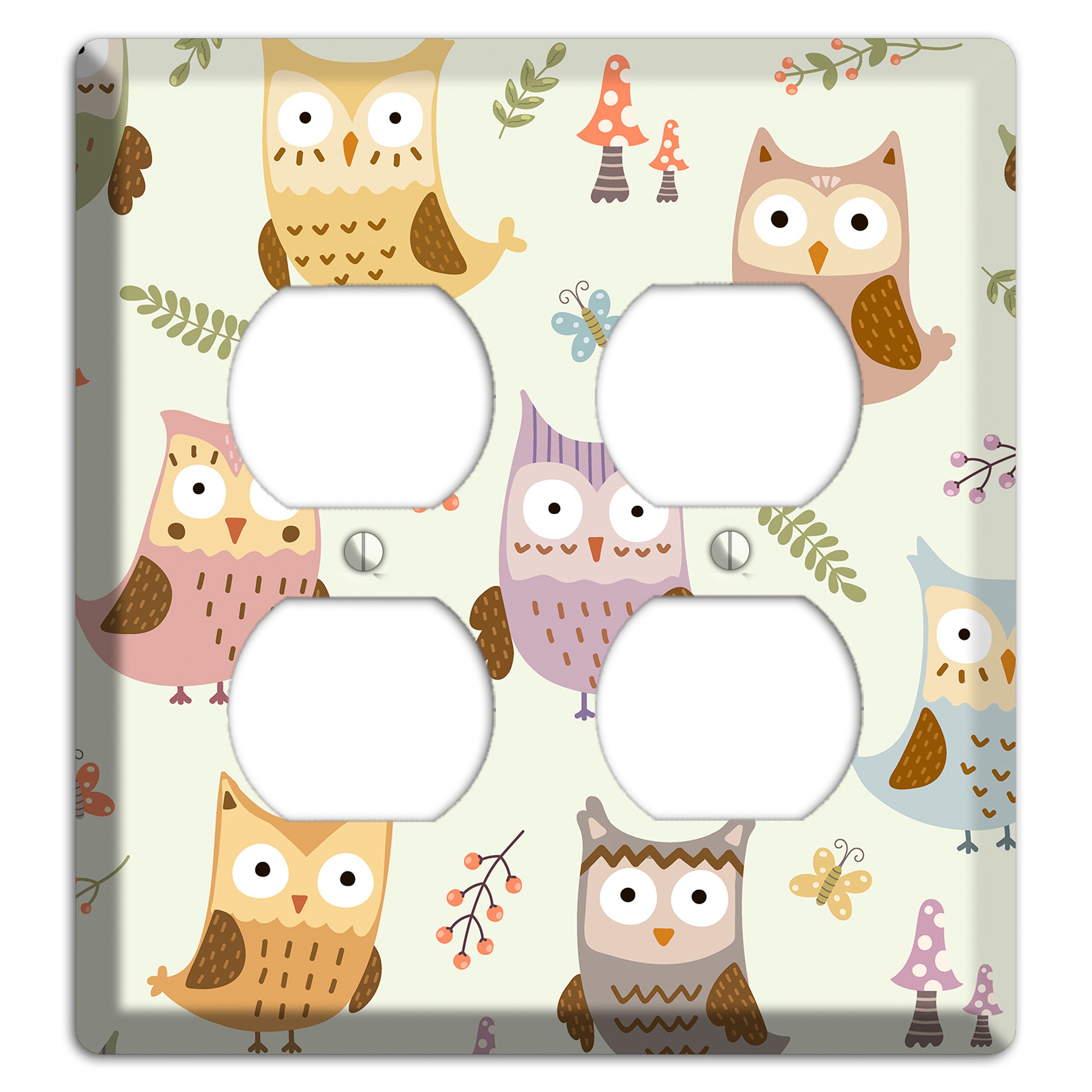 Sleepy Owls (Cream) 2 Duplex Wallplate