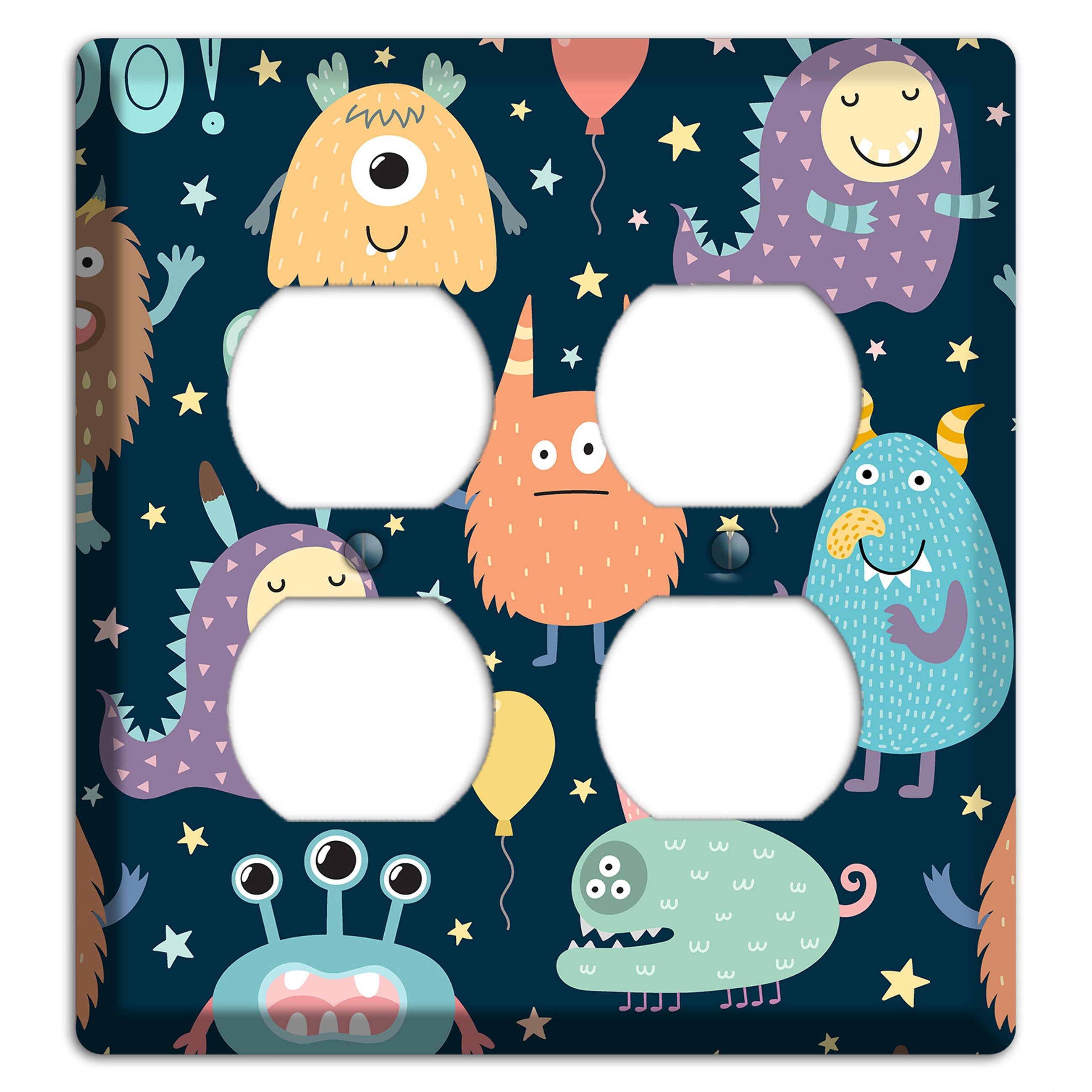 Monster Parade (Navy) 2 Duplex Wallplate