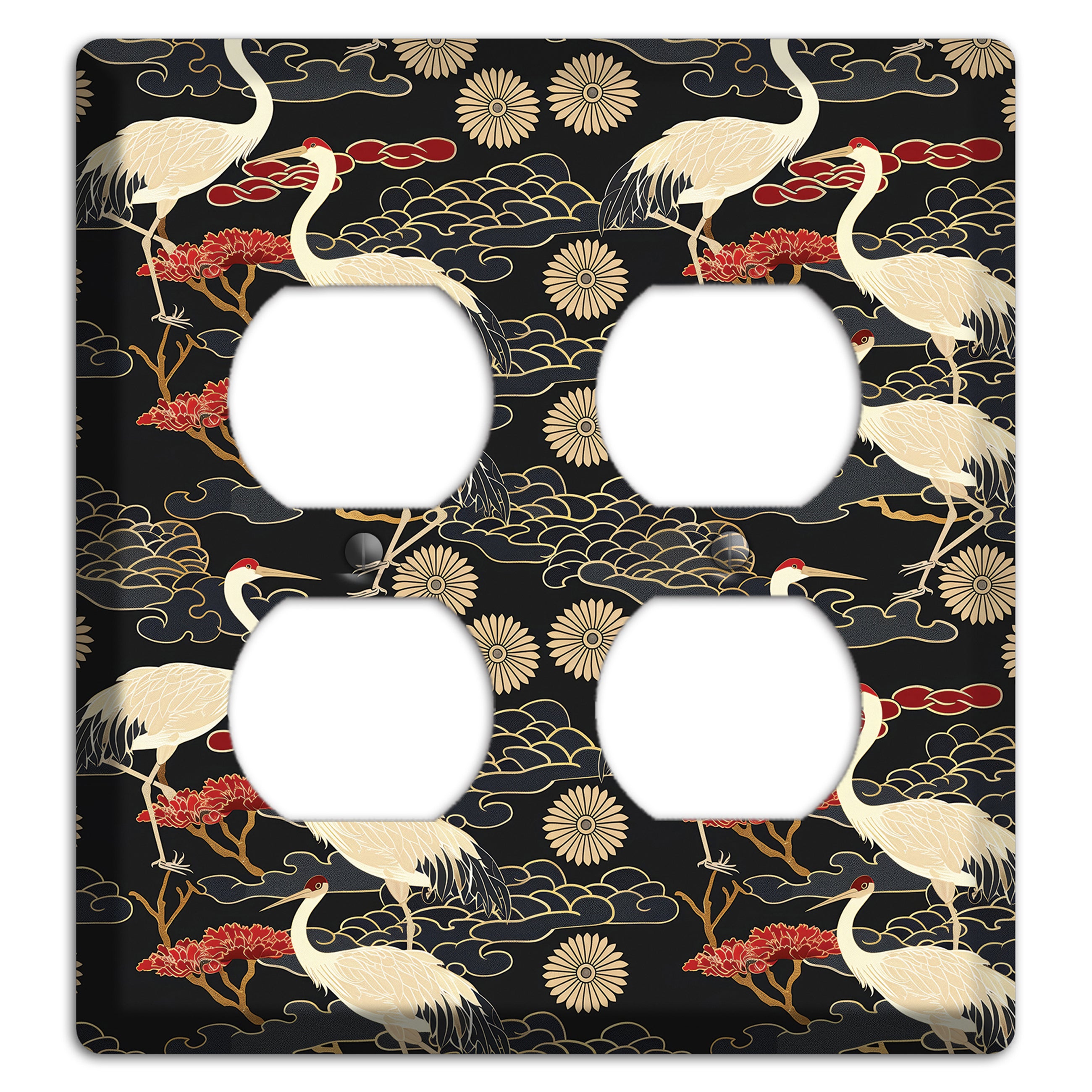 Obsidian Crane Procession 2 Duplex Wallplate