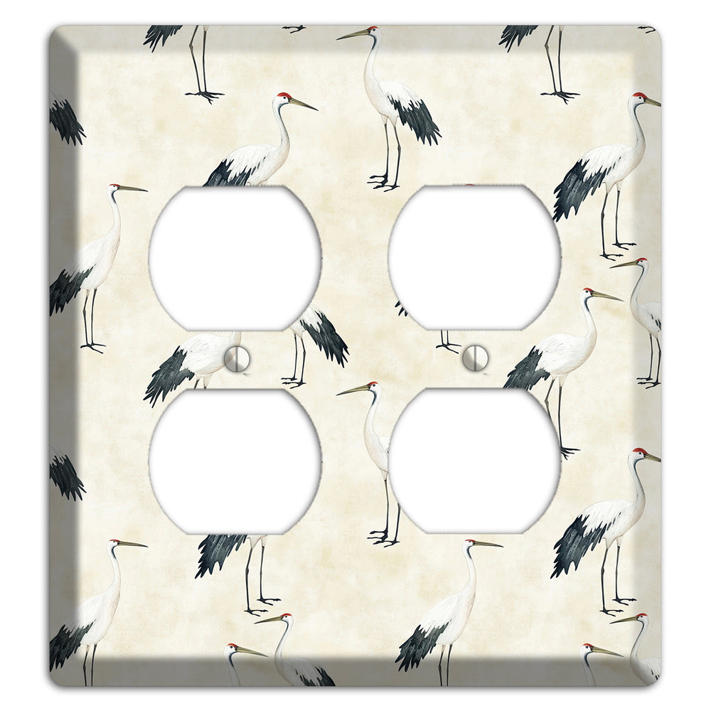 Pearl Crane Garden 2 Duplex Wallplate
