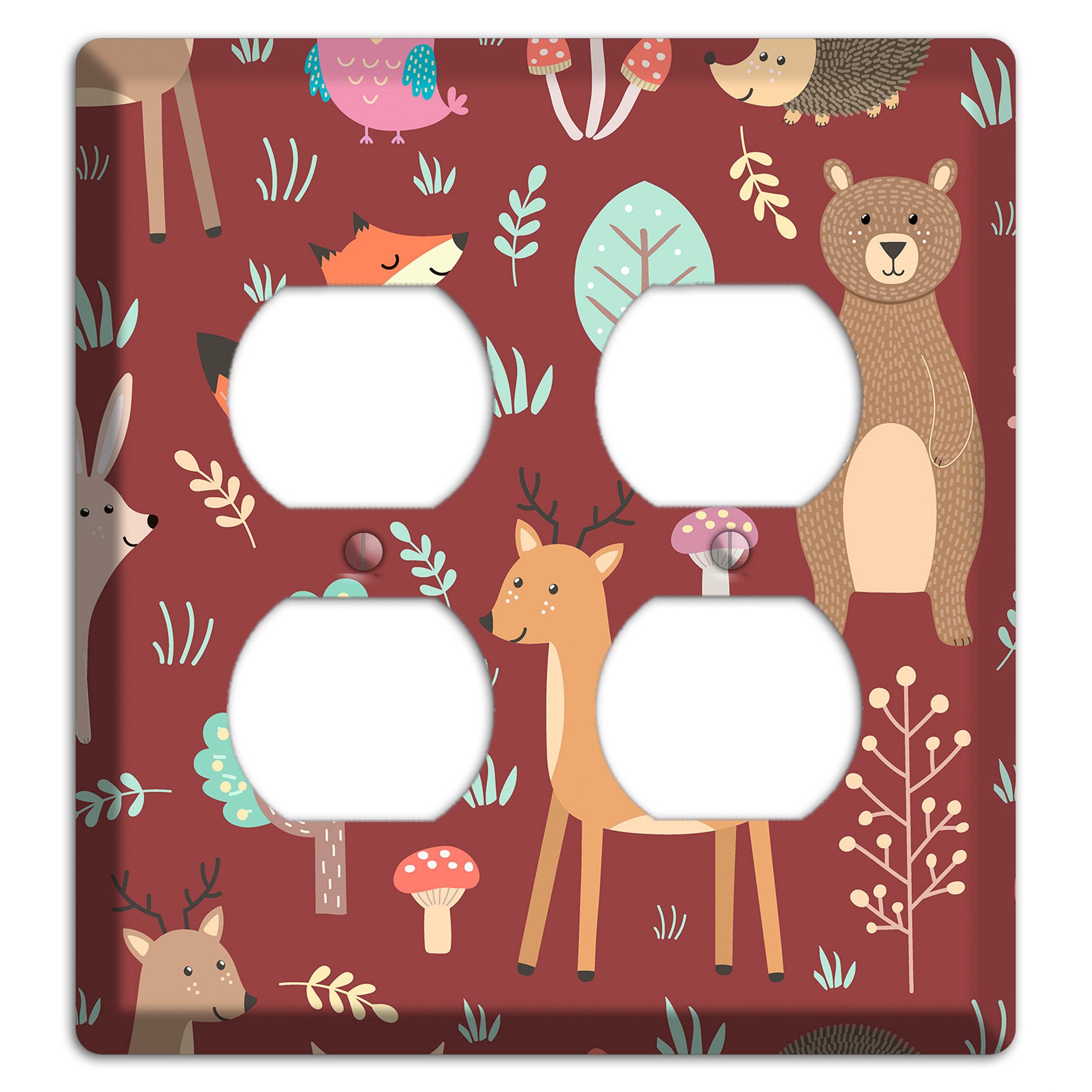 Woodland Friends (Maroon) 2 Duplex Wallplate