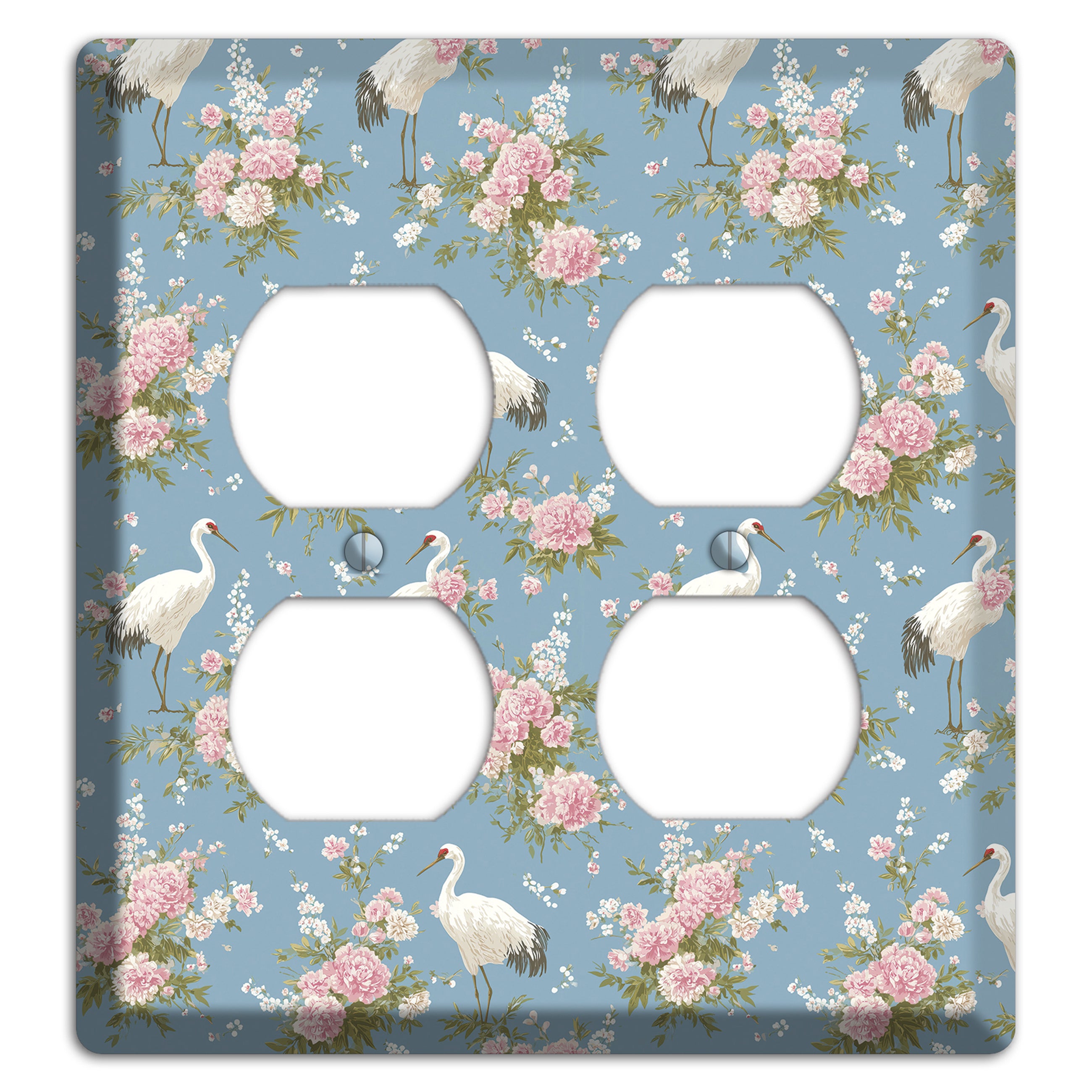 Dusty Blue Peony Flight 2 Duplex Wallplate