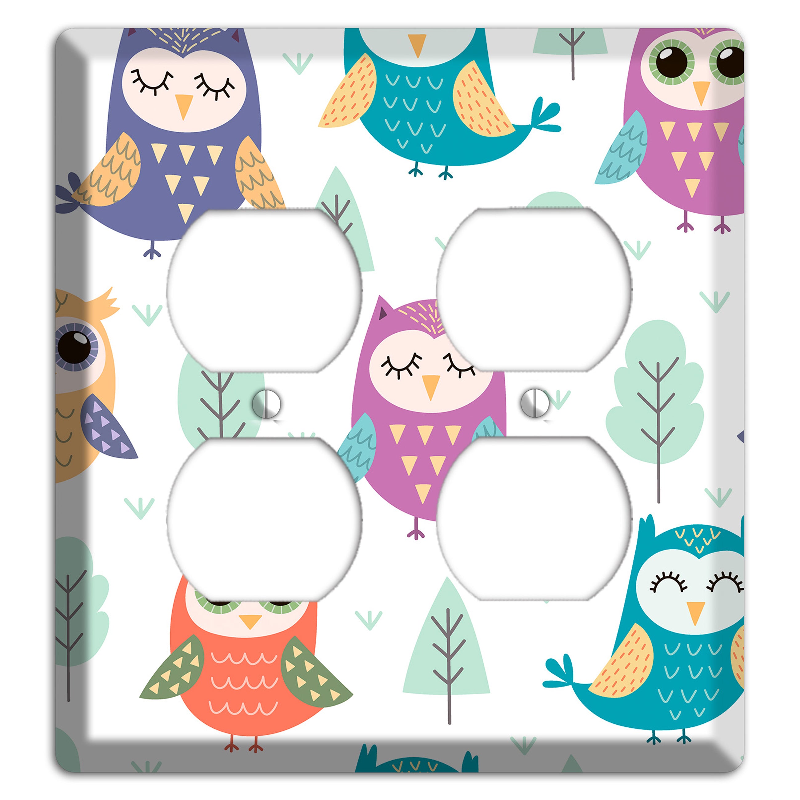 Dreamy Owls (White) 2 Duplex Wallplate