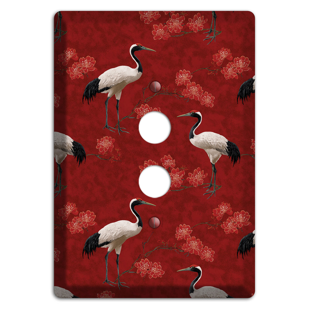 Vermillion Crane Bloom 1 Pushbutton Wallplate