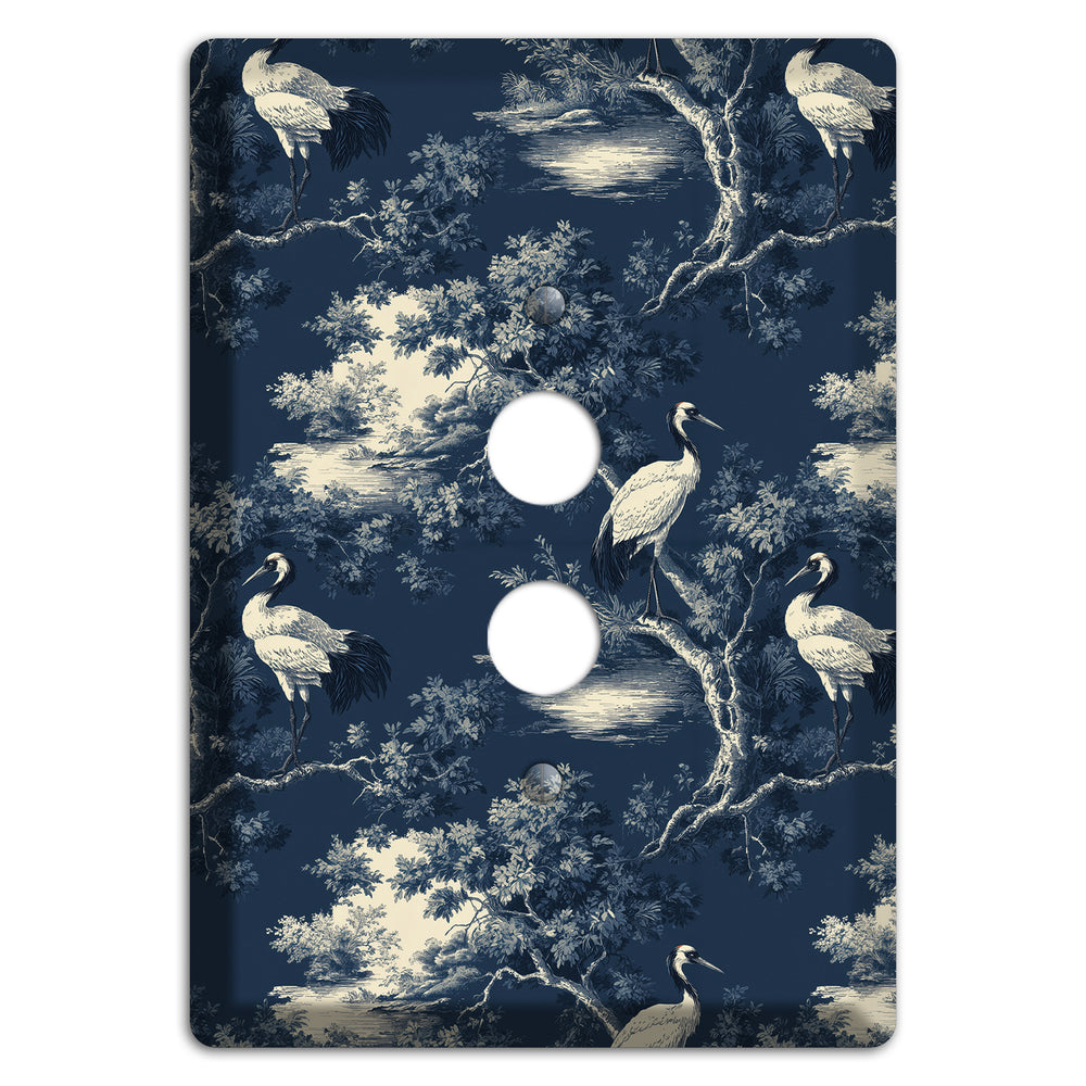 Midnight Crane Toile 1 Pushbutton Wallplate